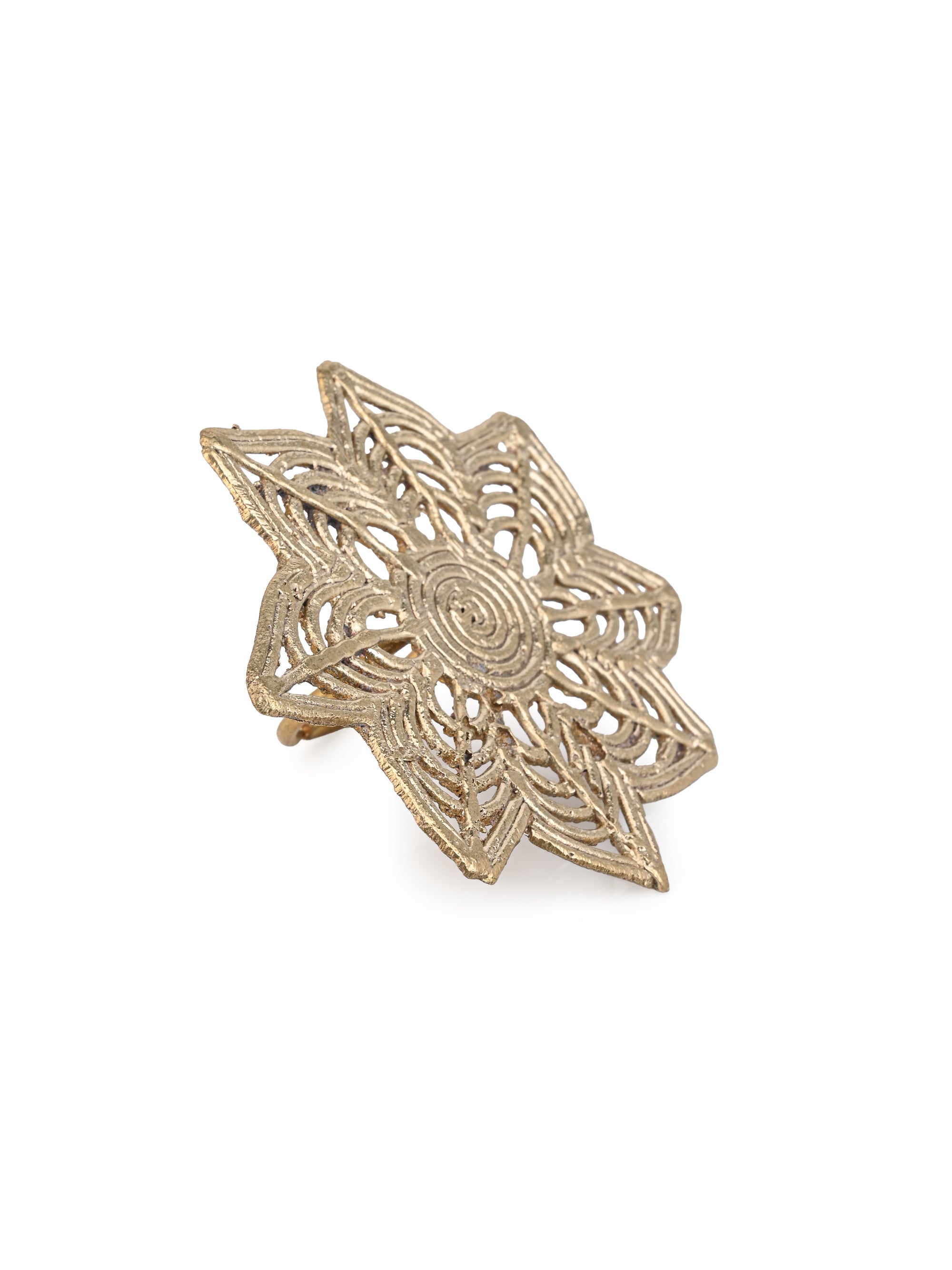 MAURYANA - Dokra craft stylish flower design finger ring - adjustable size