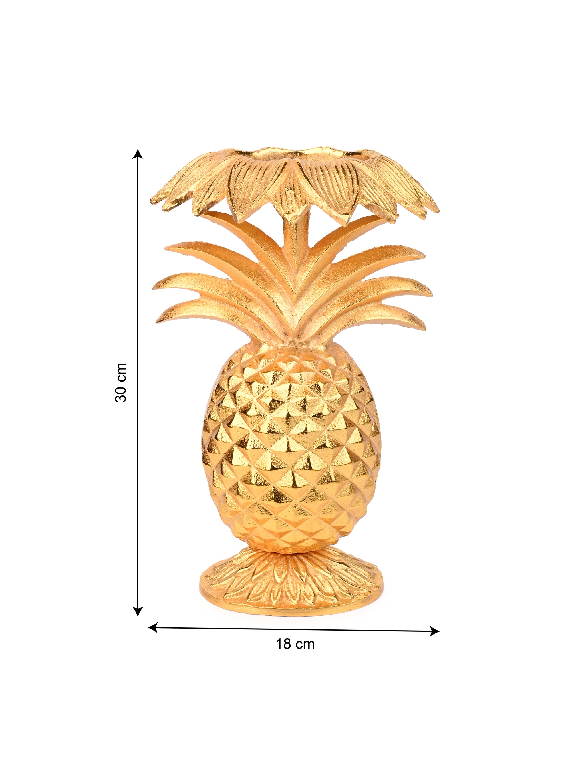 Metal Crafted Golden Pineapple Candle Holder for Table Top Use