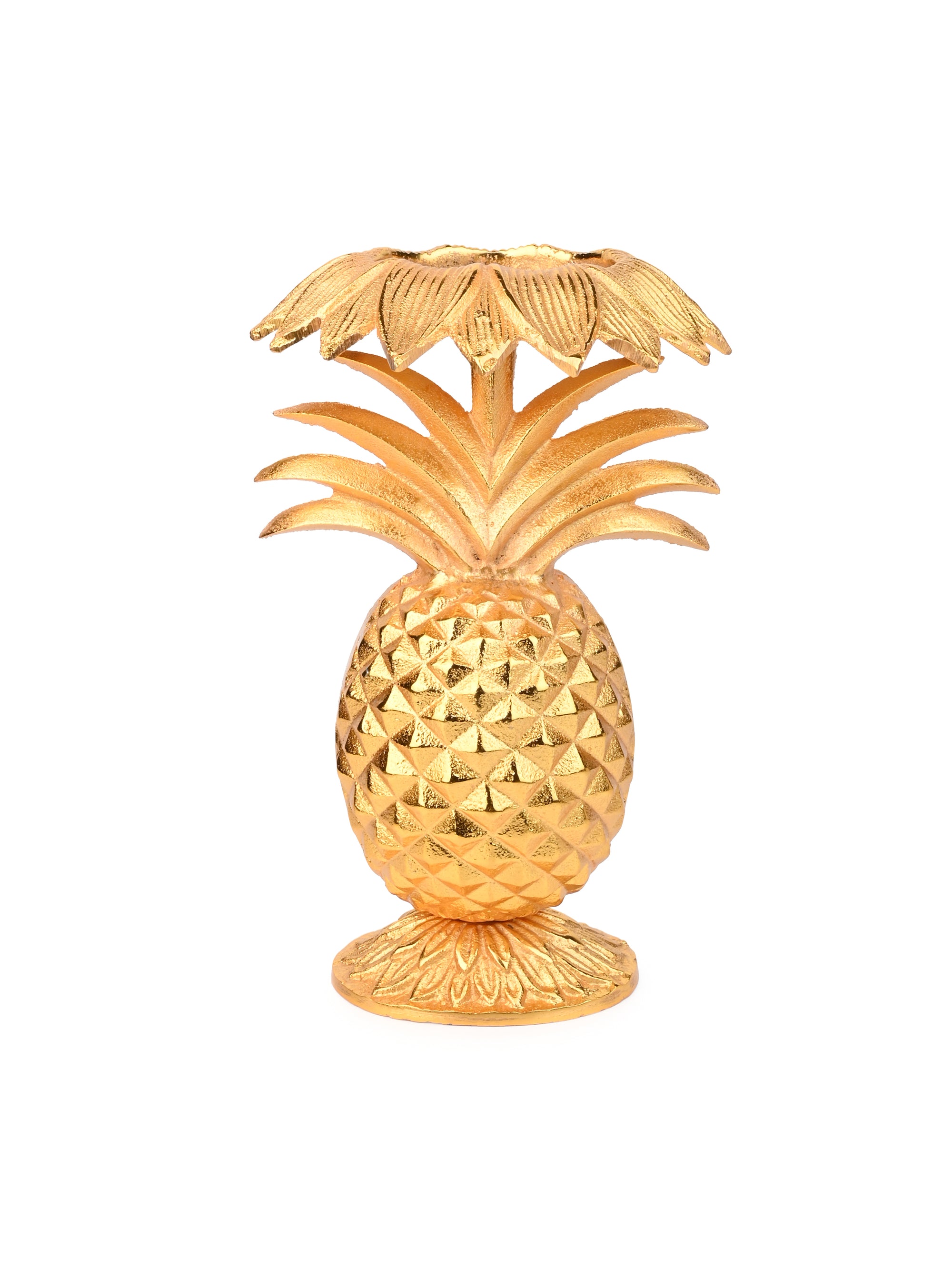 Metal Crafted Golden Pineapple Candle Holder for Table Top Use