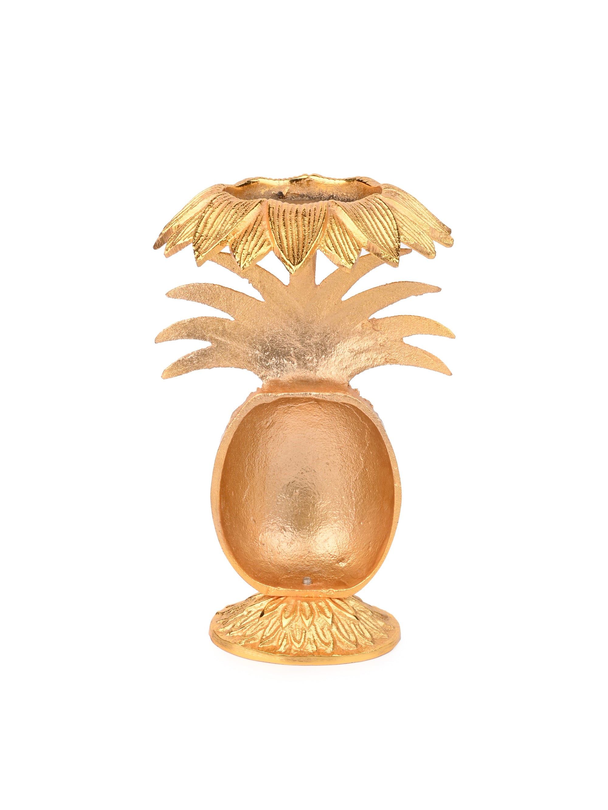 Metal Crafted Golden Pineapple Candle Holder for Table Top Use