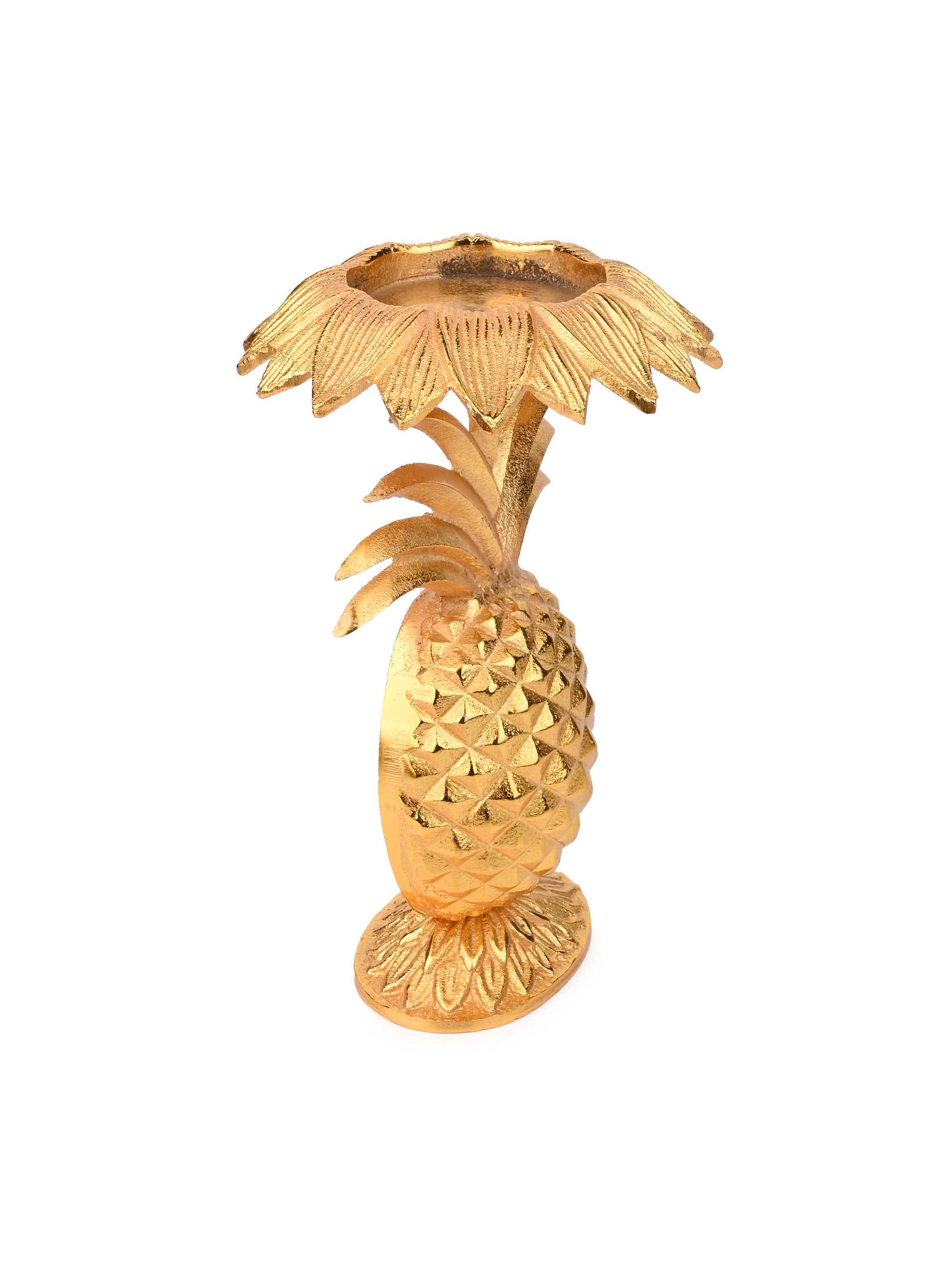 Metal Crafted Golden Pineapple Candle Holder for Table Top Use