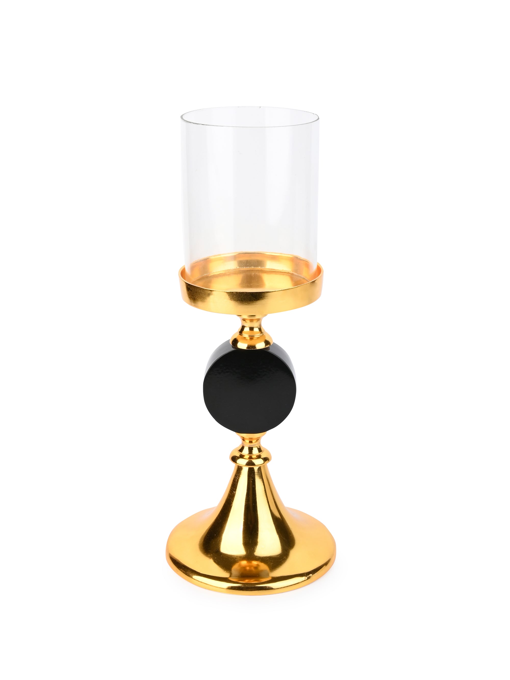 Set 3 Black and Gold Candle Holders for Home Decor and Celebrations