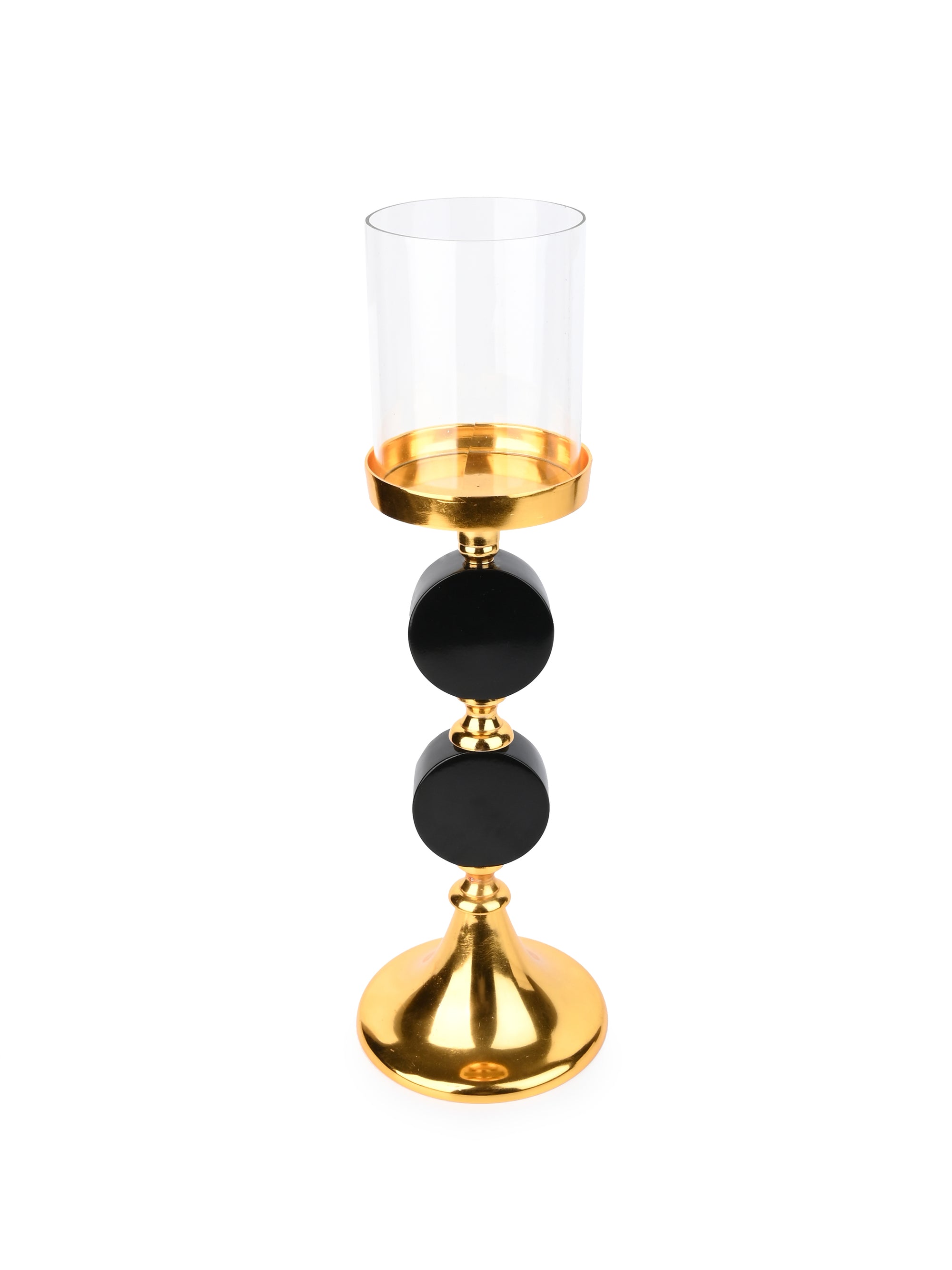 Set 3 Black and Gold Candle Holders for Home Decor and Celebrations