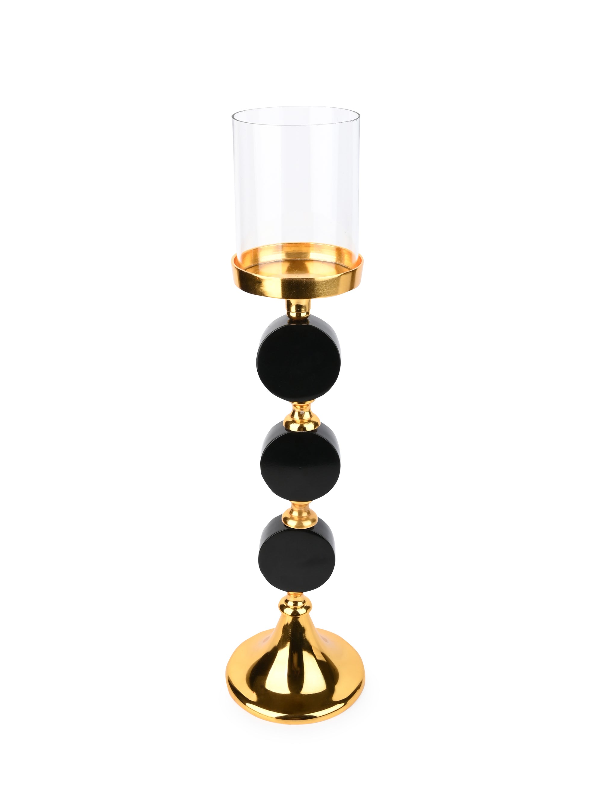 Set 3 Black and Gold Candle Holders for Home Decor and Celebrations