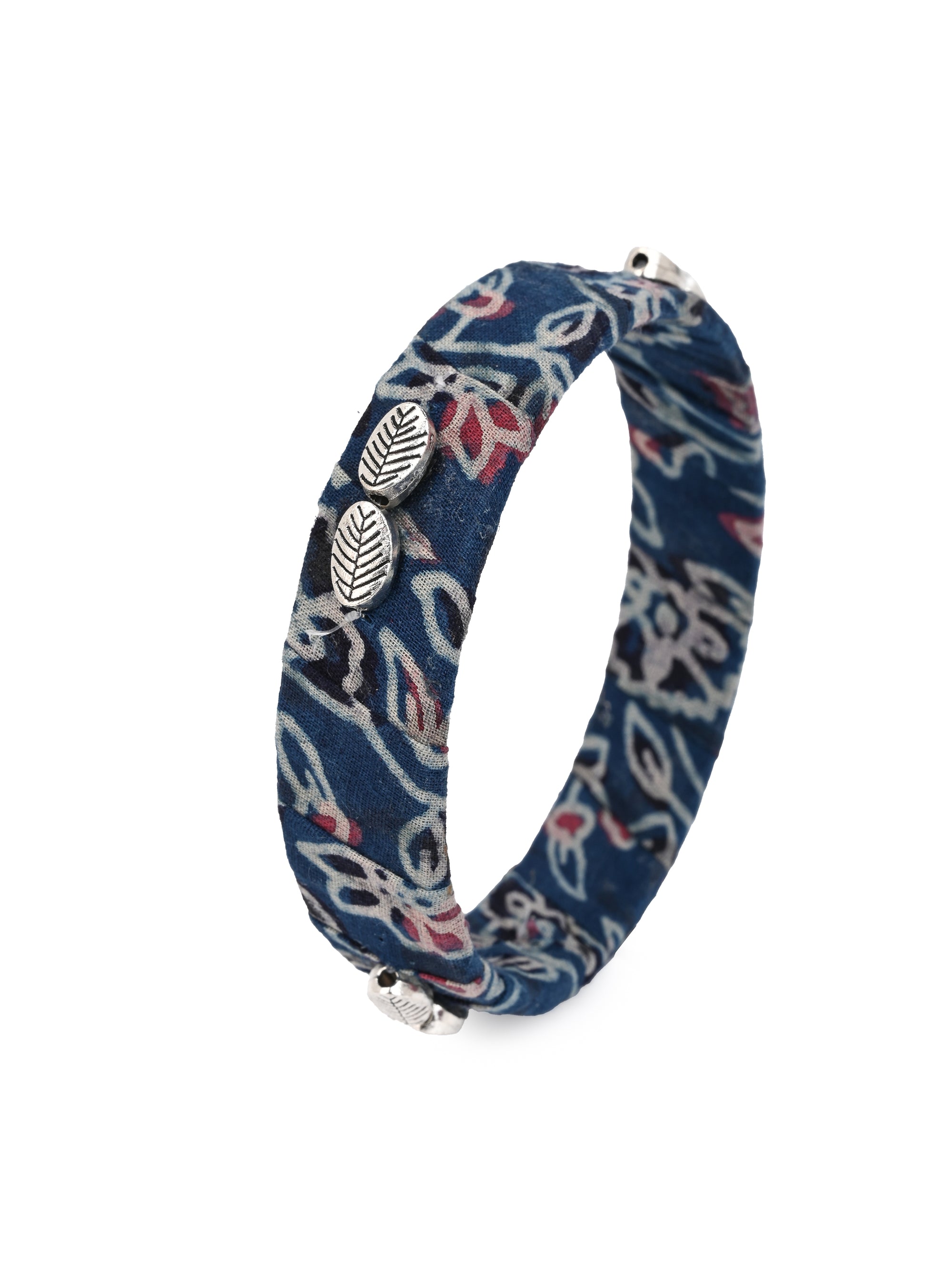 MAURYANA - Blue and white set of 2 fabric bangle set - one size
