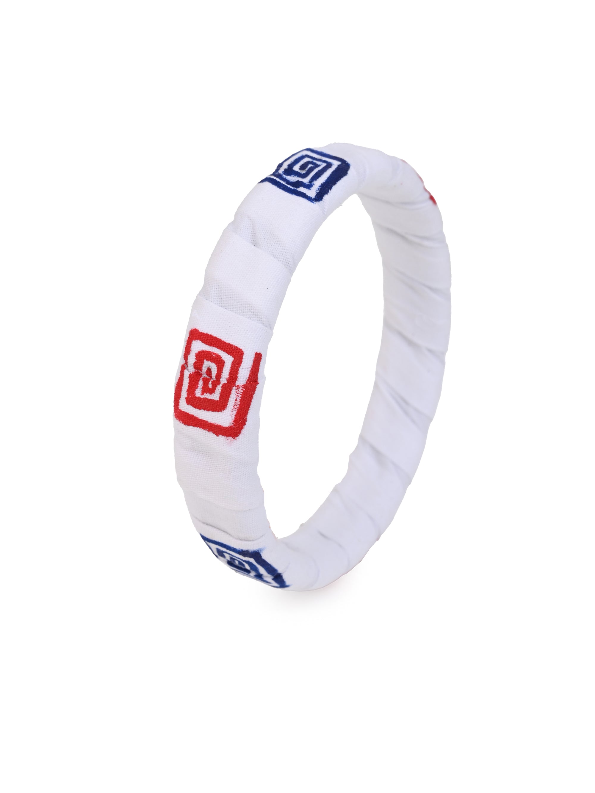 MAURYANA - Blue and white set of 2 fabric bangle set - one size
