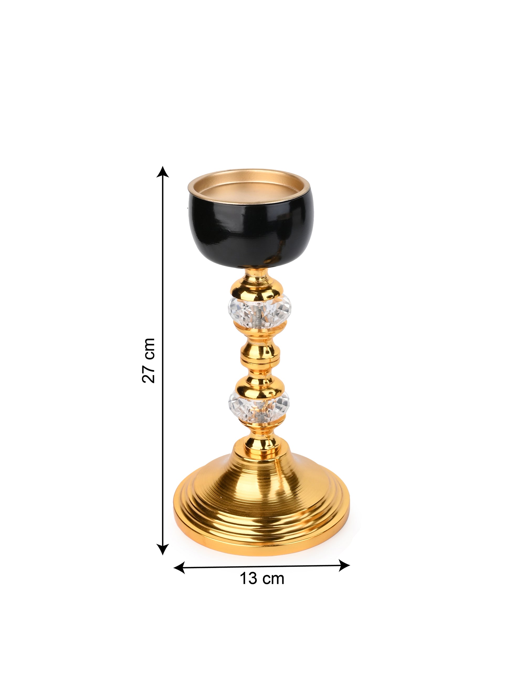 Set of 2 Metal Crafted Candle Holders for Home Decor - Gold and Black