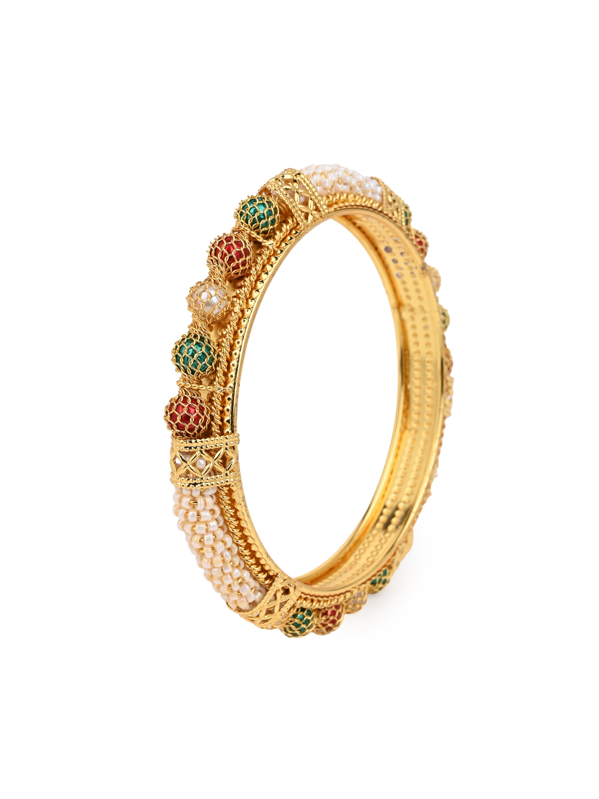 MAURYANA - Kundan mina beautifully crafted bangles - set of 2 pcs - one size