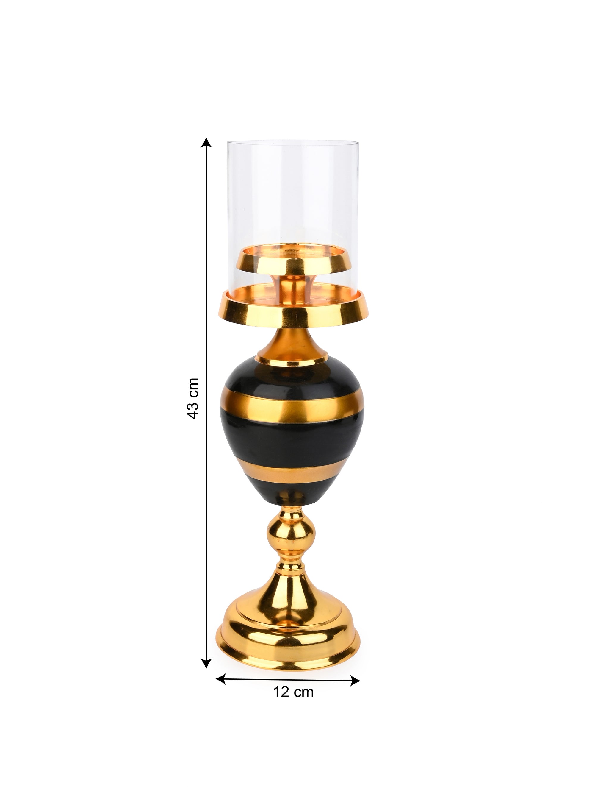 Stylish Metal Pillar Candle Holder in Black and Gold Color