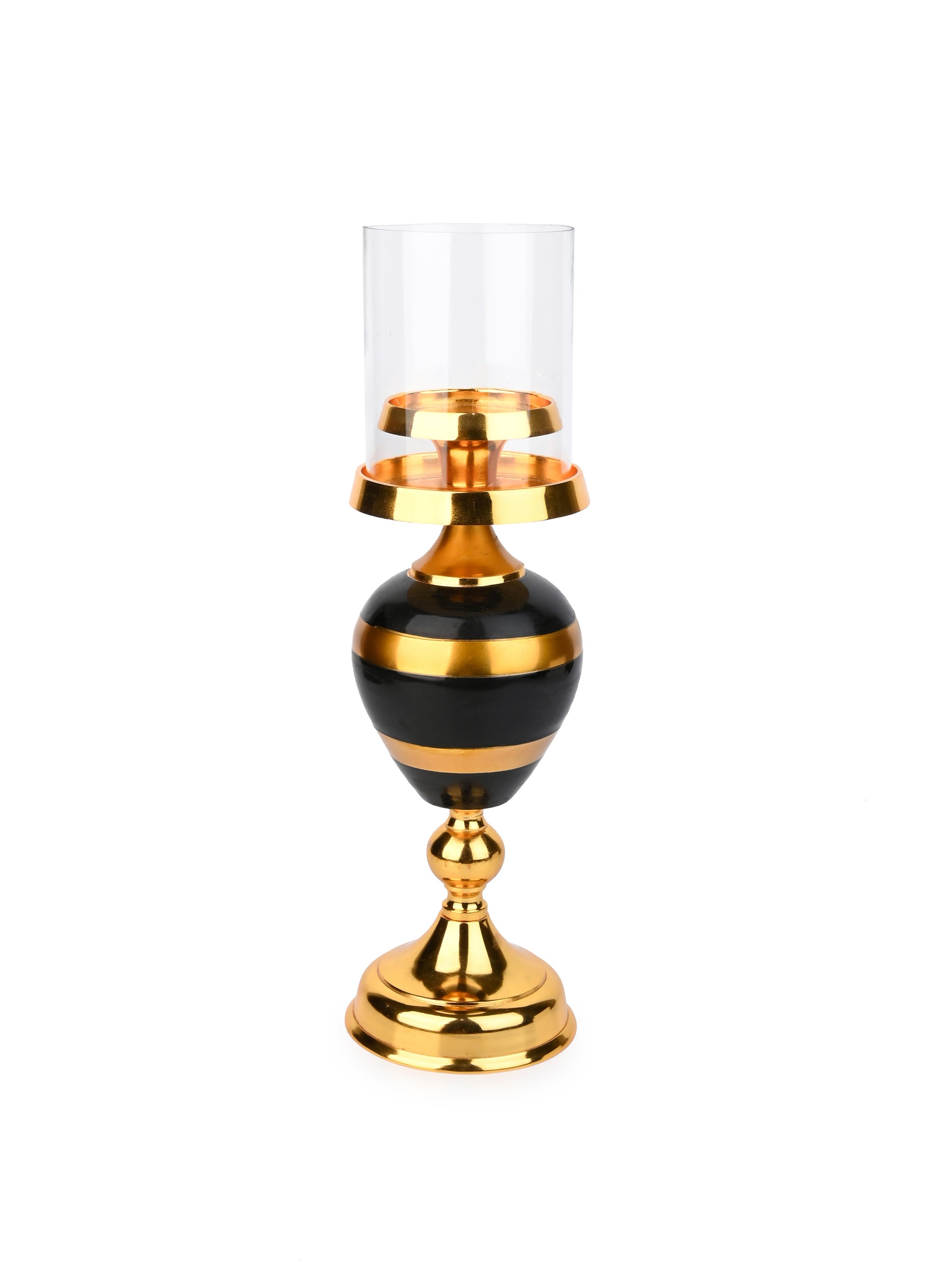 Stylish Metal Pillar Candle Holder in Black and Gold Color