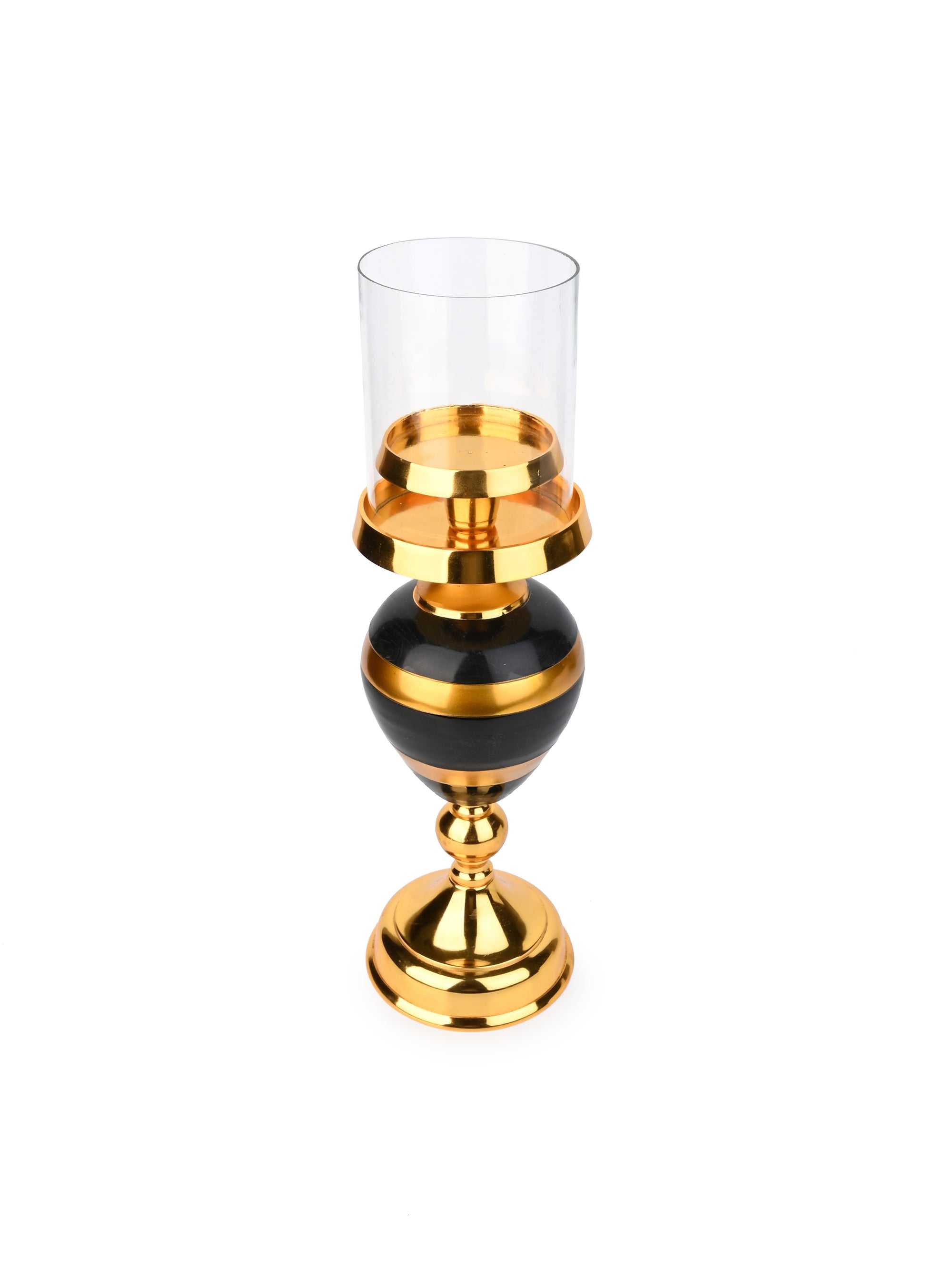 Stylish Metal Pillar Candle Holder in Black and Gold Color