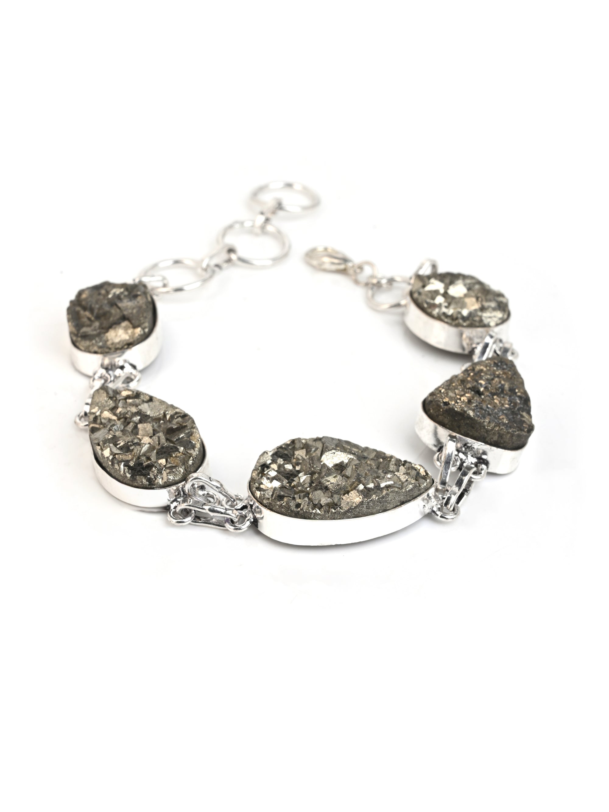 MAURYANA - Grey agate stone and metal crafted stylish bracelet - adjustable size