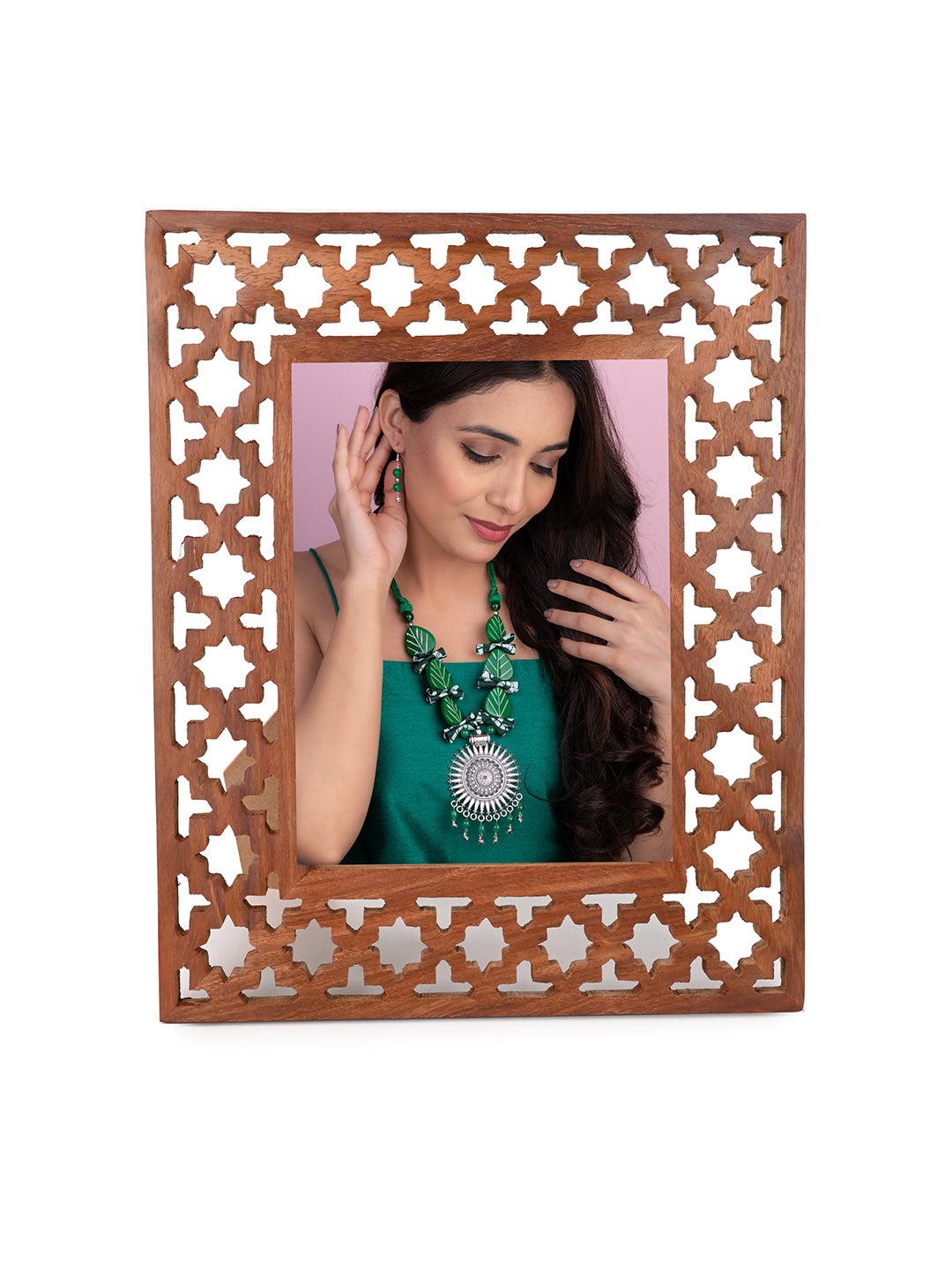 Octagonal Jali Frame Sheesham wood jali carving premium photo frame - 8x10 inches