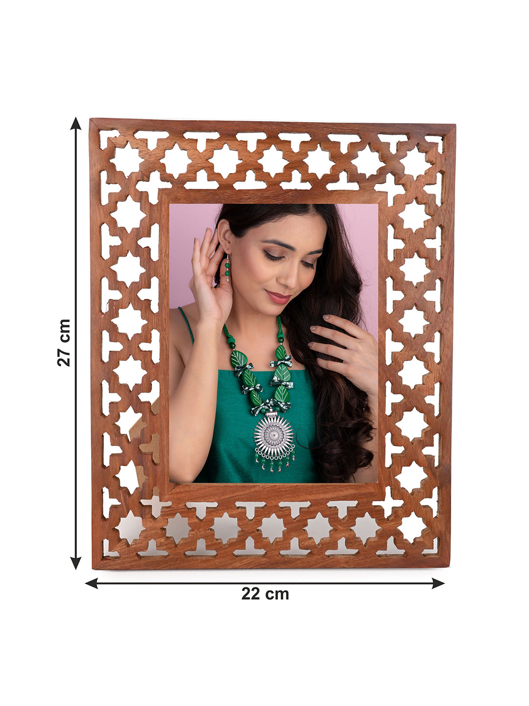 Sheesham wood jali carving premium photo frame - 8x10 inches