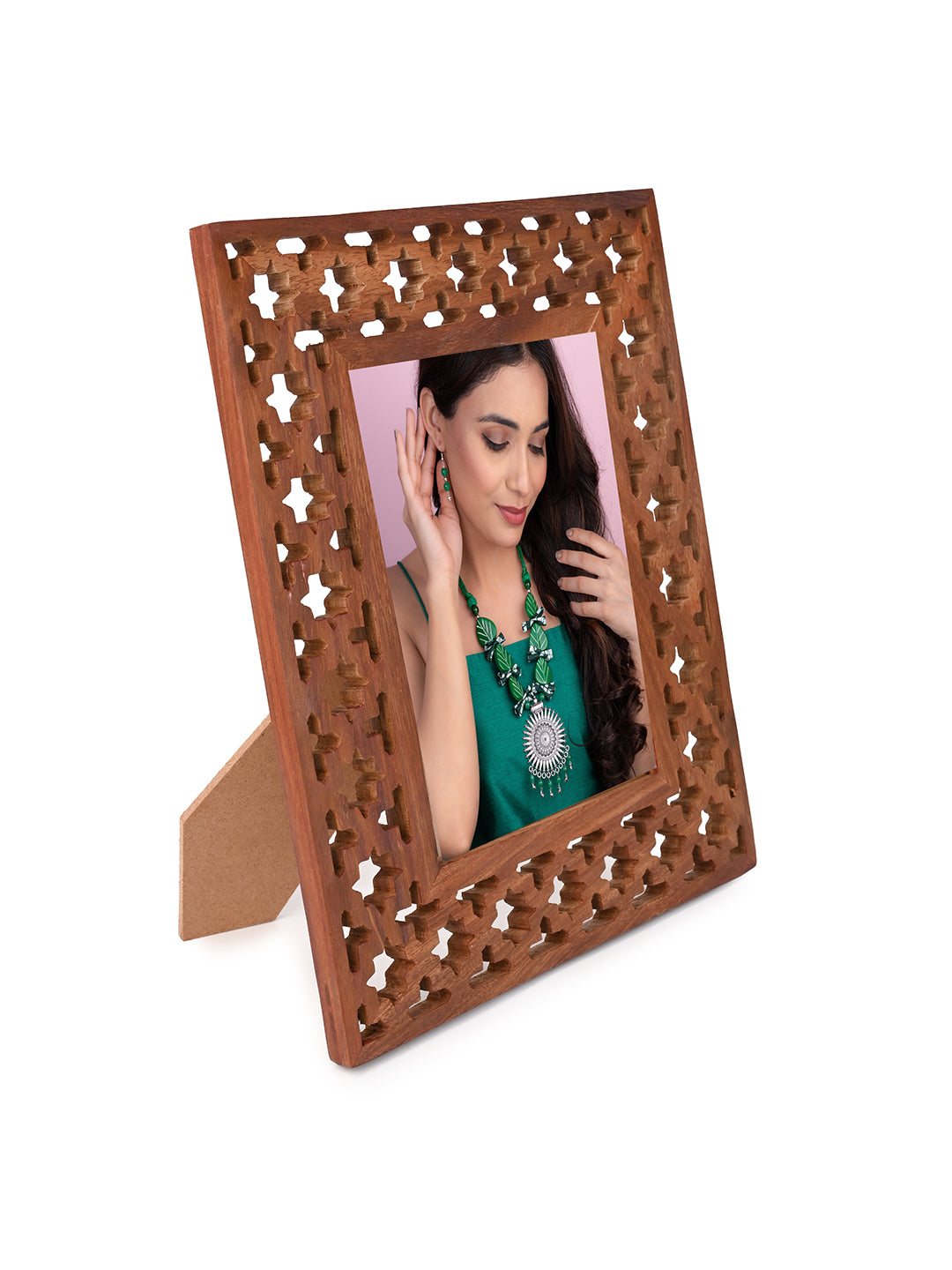 Sheesham wood jali carving premium photo frame - 8x10 inches