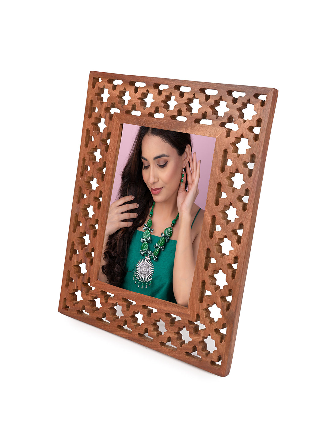 Sheesham wood jali carving premium photo frame - 8x10 inches