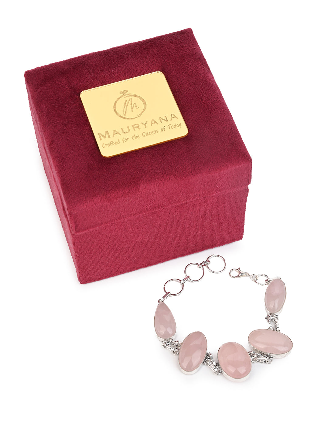 MAURYANA - Pink stone and metal crafted stylish bracelet - adjustable length