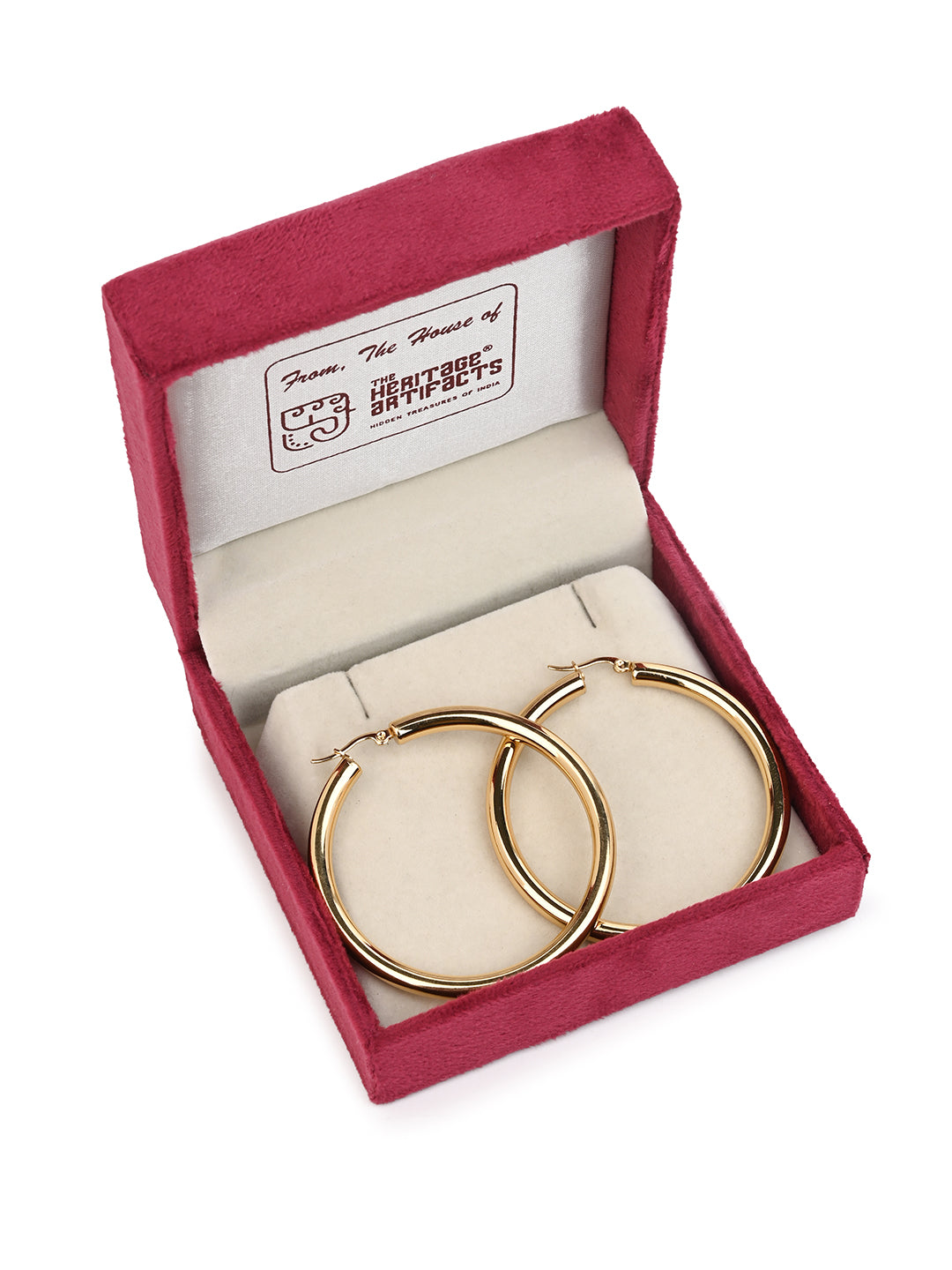 MAURYANA - Stainless Steel 18k Gold Plated Simple Round Design Earrings