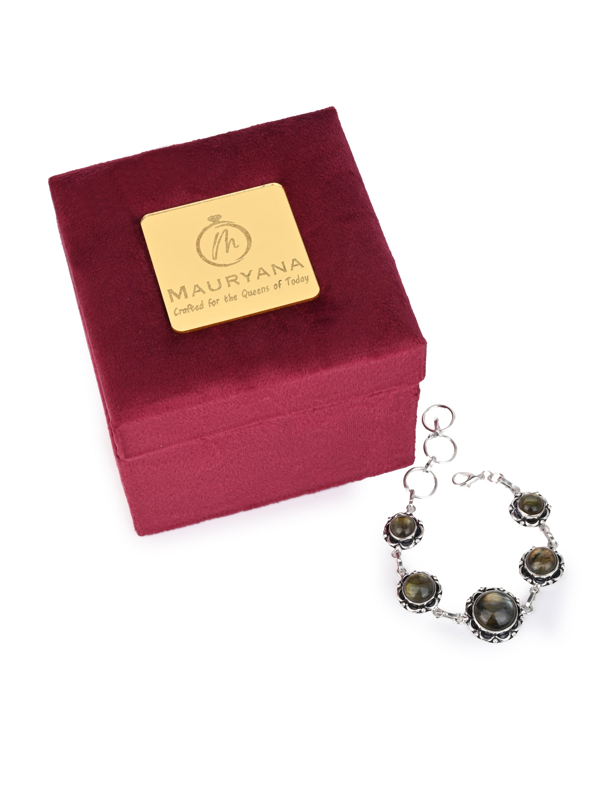 MAURYANA - Blue stone and metal crafted stylish bracelet - adjustable length