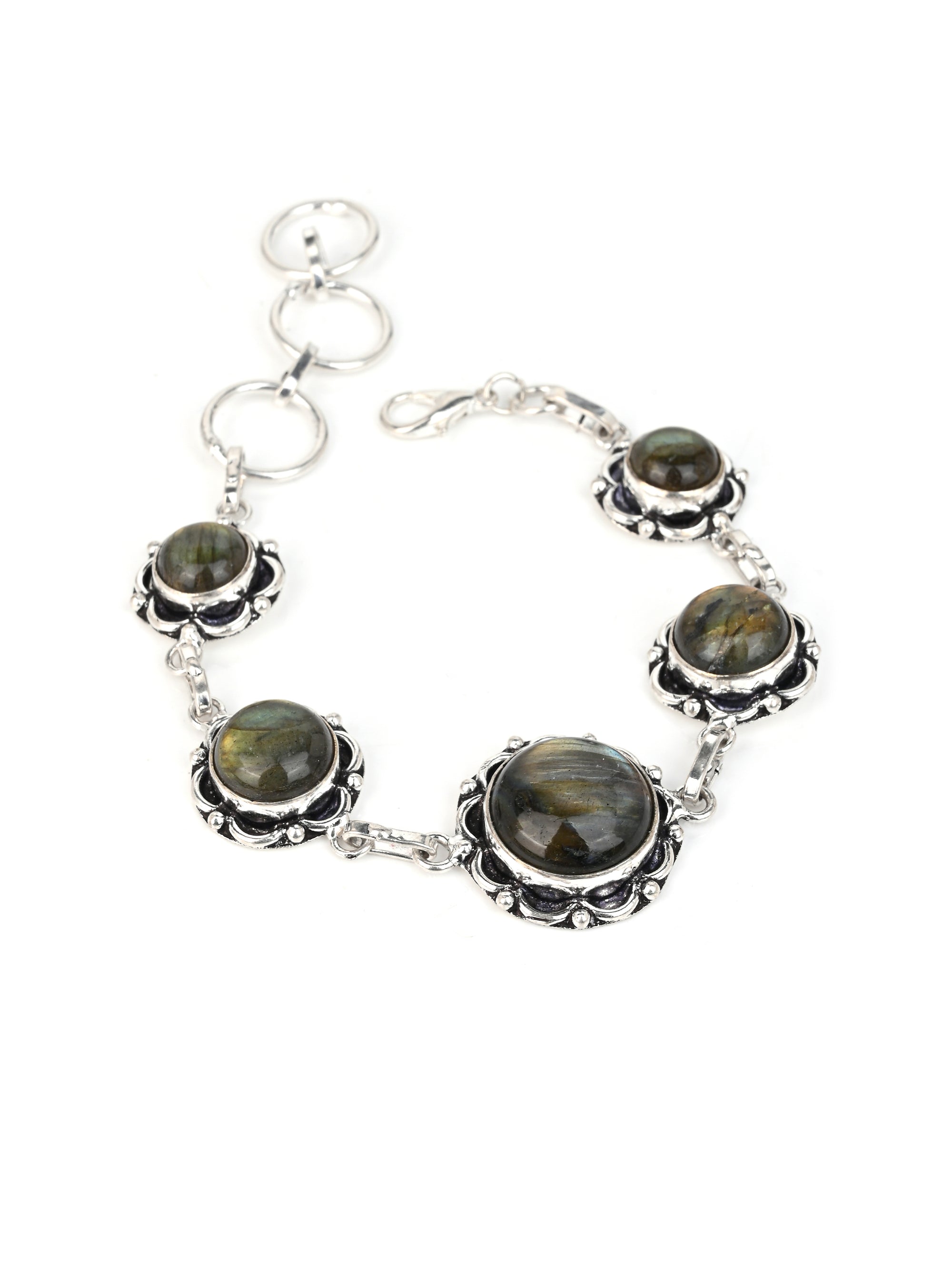 MAURYANA - Blue stone and metal crafted stylish bracelet - adjustable length