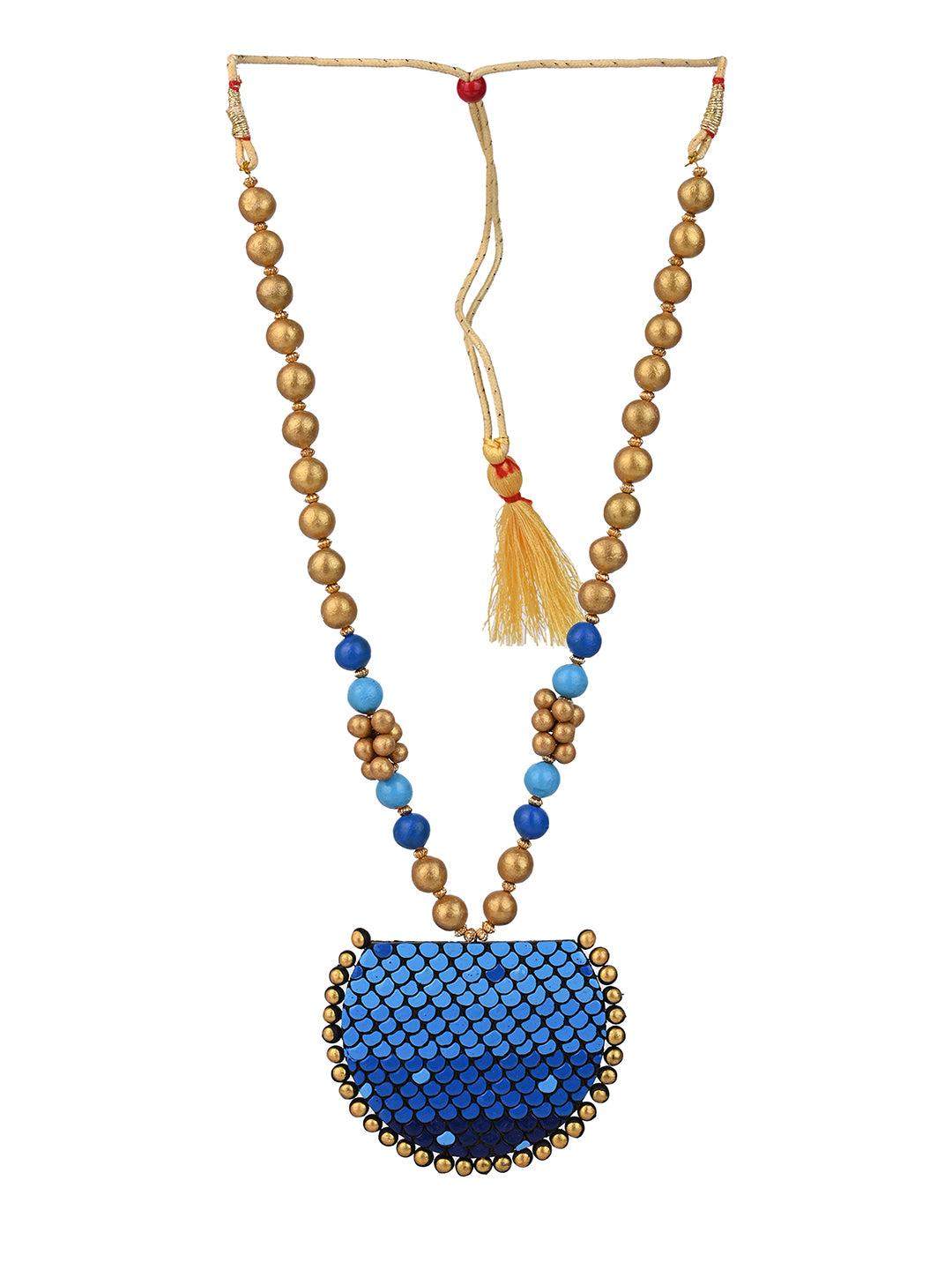 MAURYANA - Terracotta dual tone necklace set with earrings in assorted colors - adjustable length