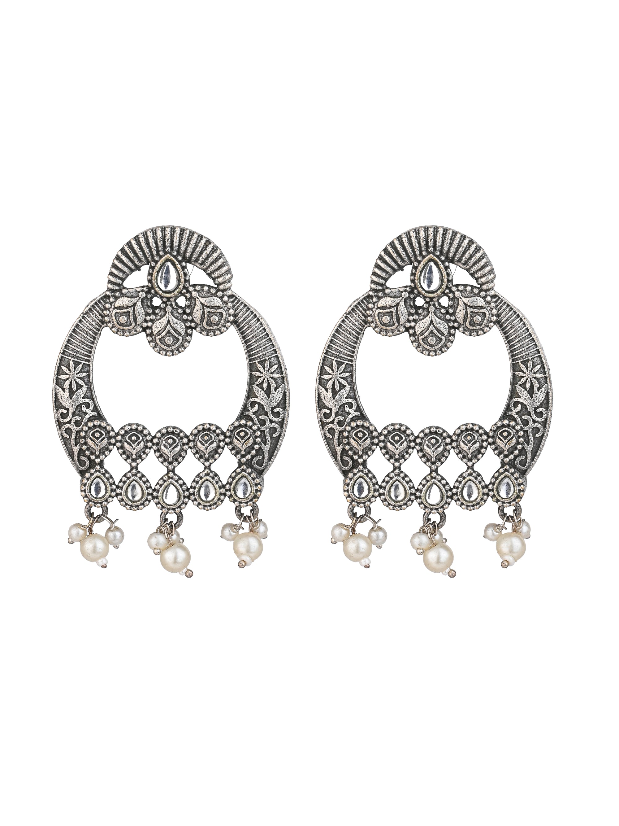 MAURYANA - Oxidised silver pair of earrings set