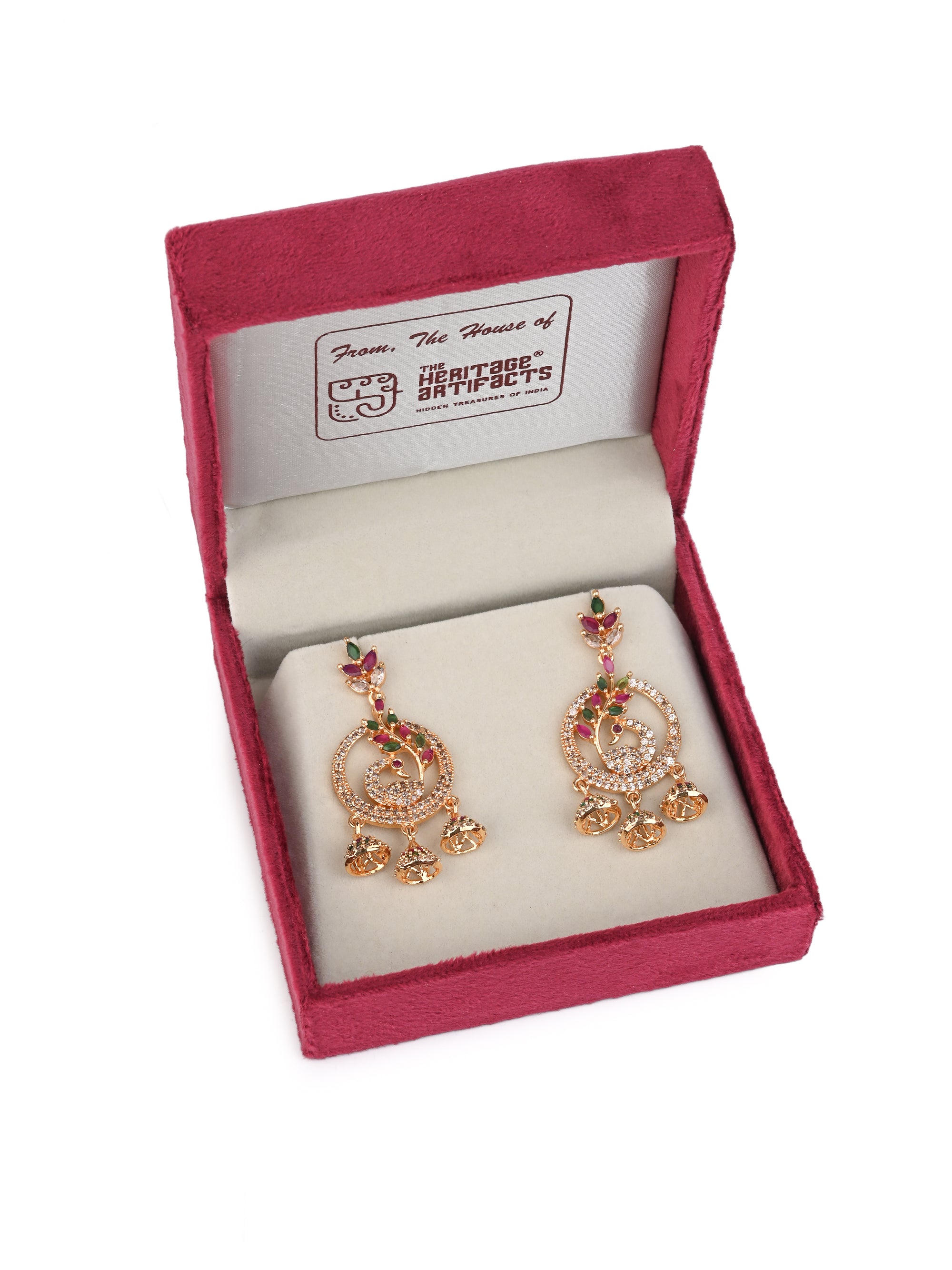 MAURYANA - Kundan mina pair of golden earrings for festive wear