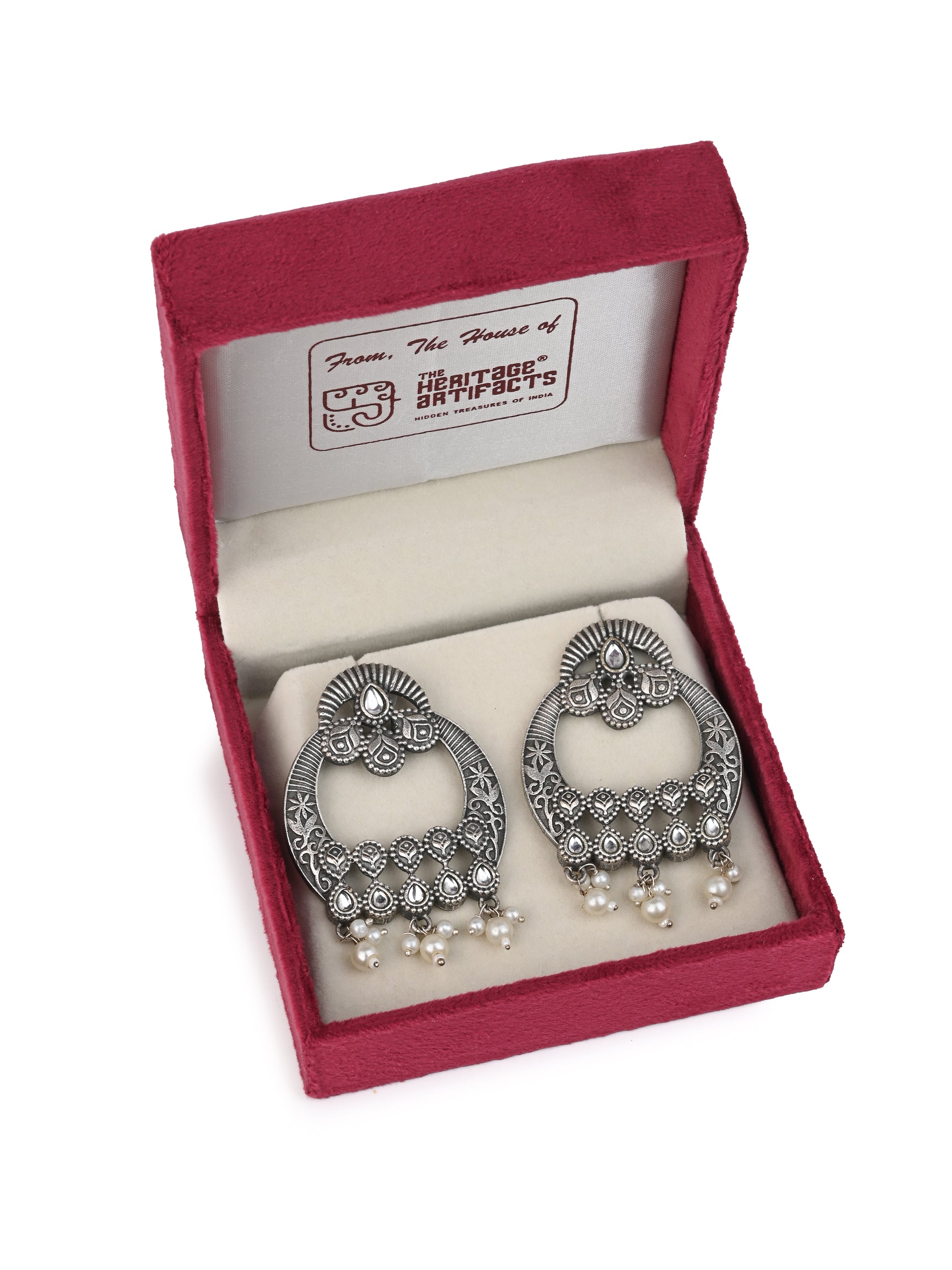 MAURYANA - Oxidised silver pair of earrings set