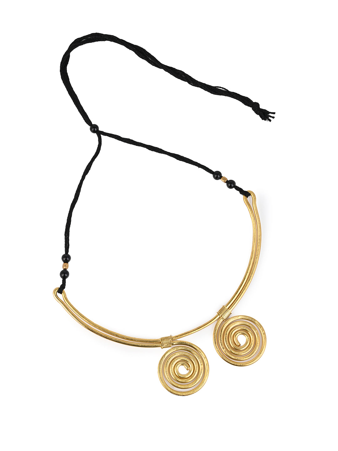 MAURYANA - Dokra craft wired design 2 pendant necklace set with earrings - adjustable length