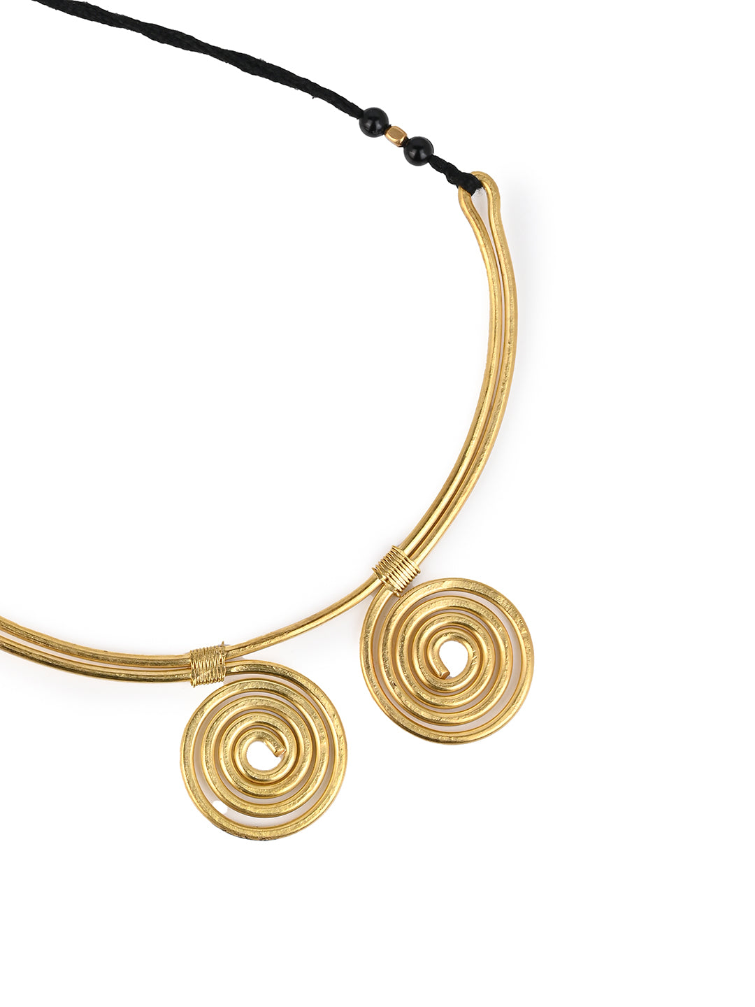 MAURYANA - Dokra craft wired design 2 pendant necklace set with earrings - adjustable length