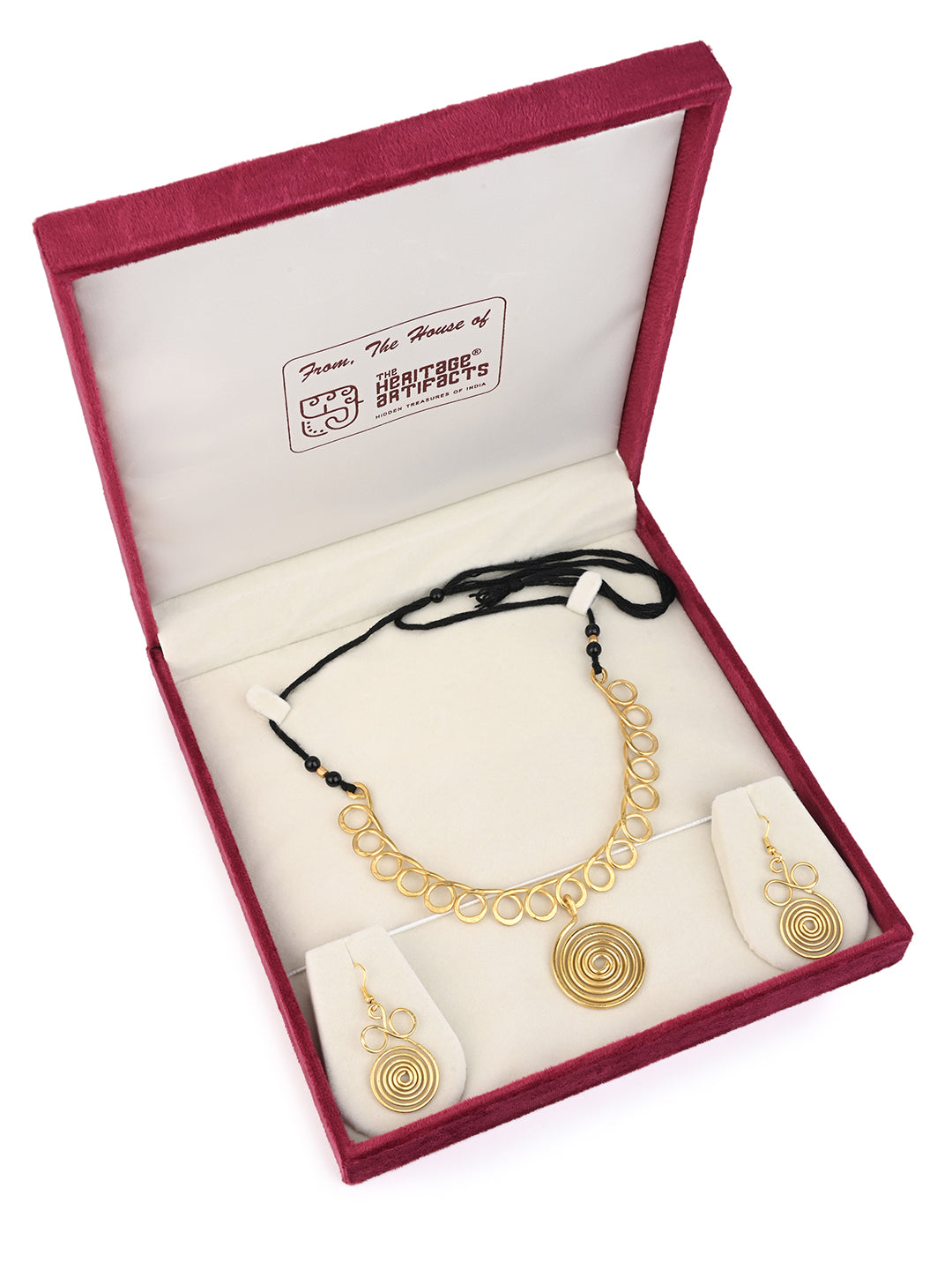 MAURYANA - Dokra craft wired design necklace set with earrings - adjustable length