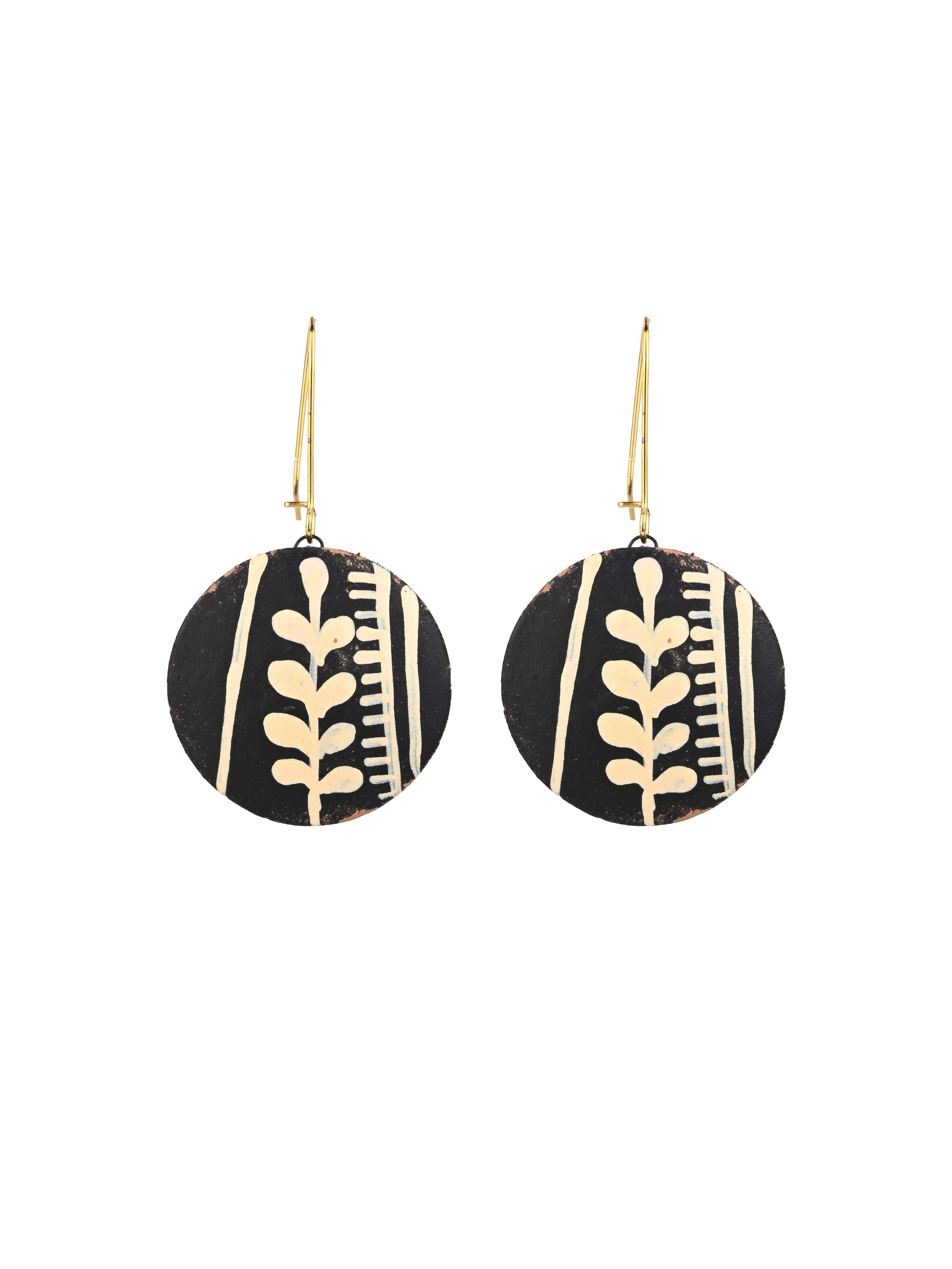 MAURYANA - Terracotta half moon necklace set with earrings in tribal design - adjustable length