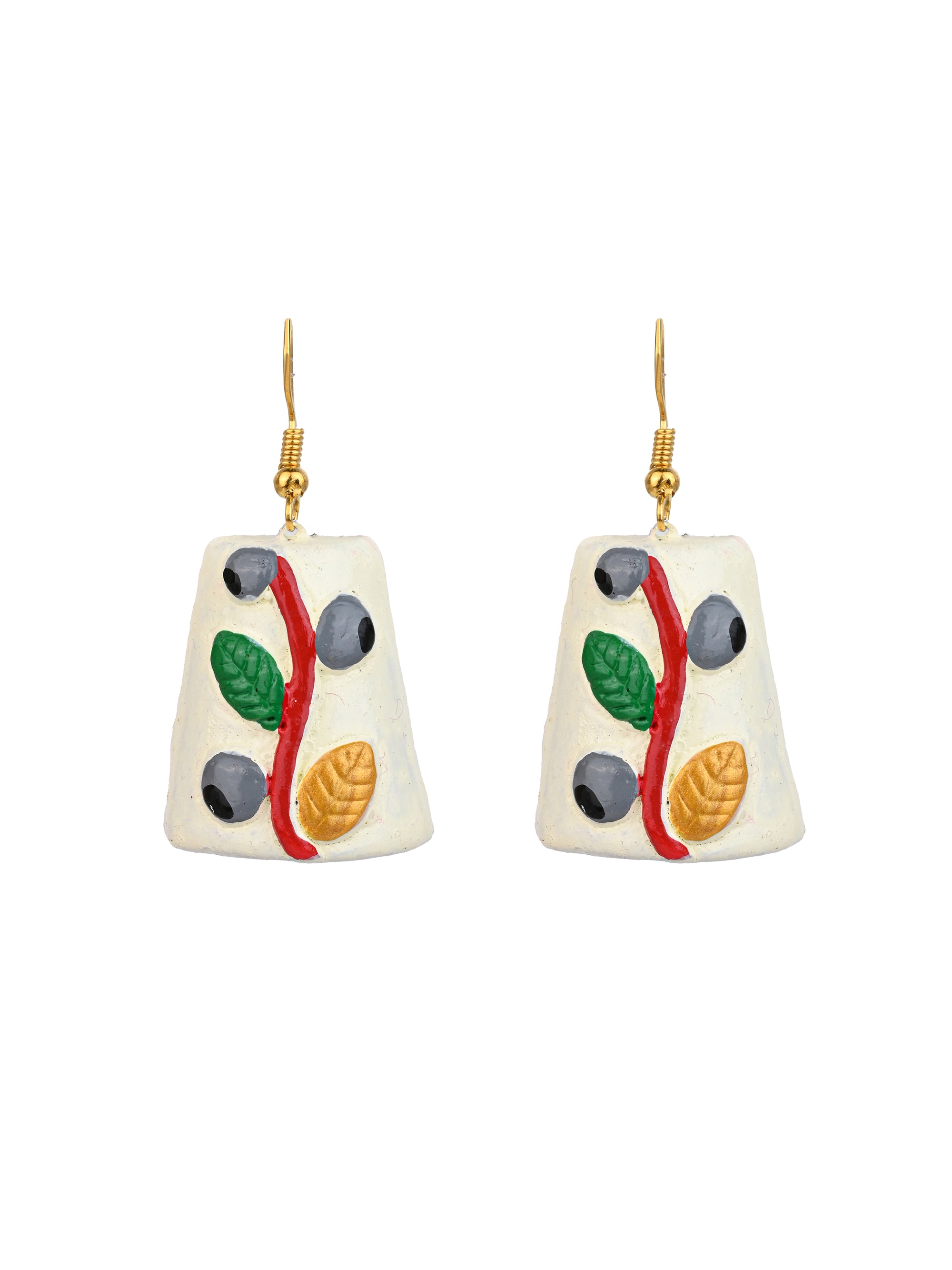 MAURYANA - Terracotta off white half moon shaped necklace set with earrings - adjustable length