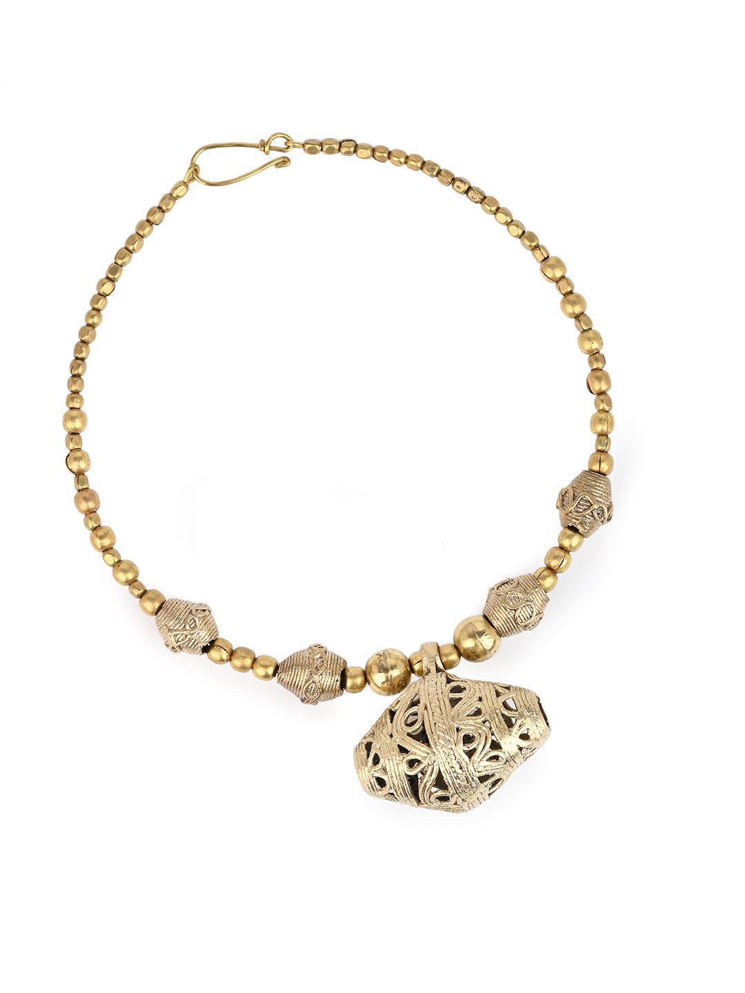 MAURYANA - Dokra craft hasuli design necklace set with earrings - one size
