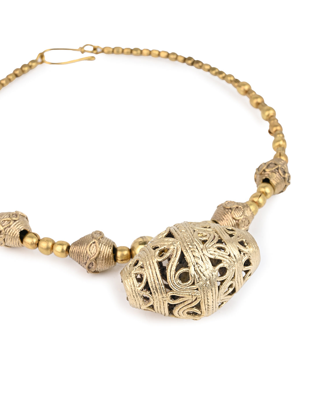 MAURYANA - Dokra craft hasuli design necklace set with earrings - one size