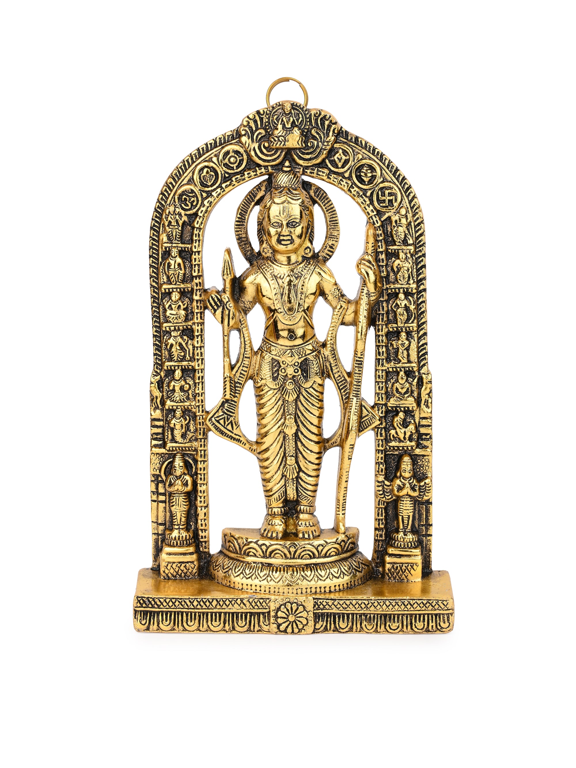 Metal Crafted Ayodhya Ram Lalla statue for table and wall decor  - Gold - 11 inches