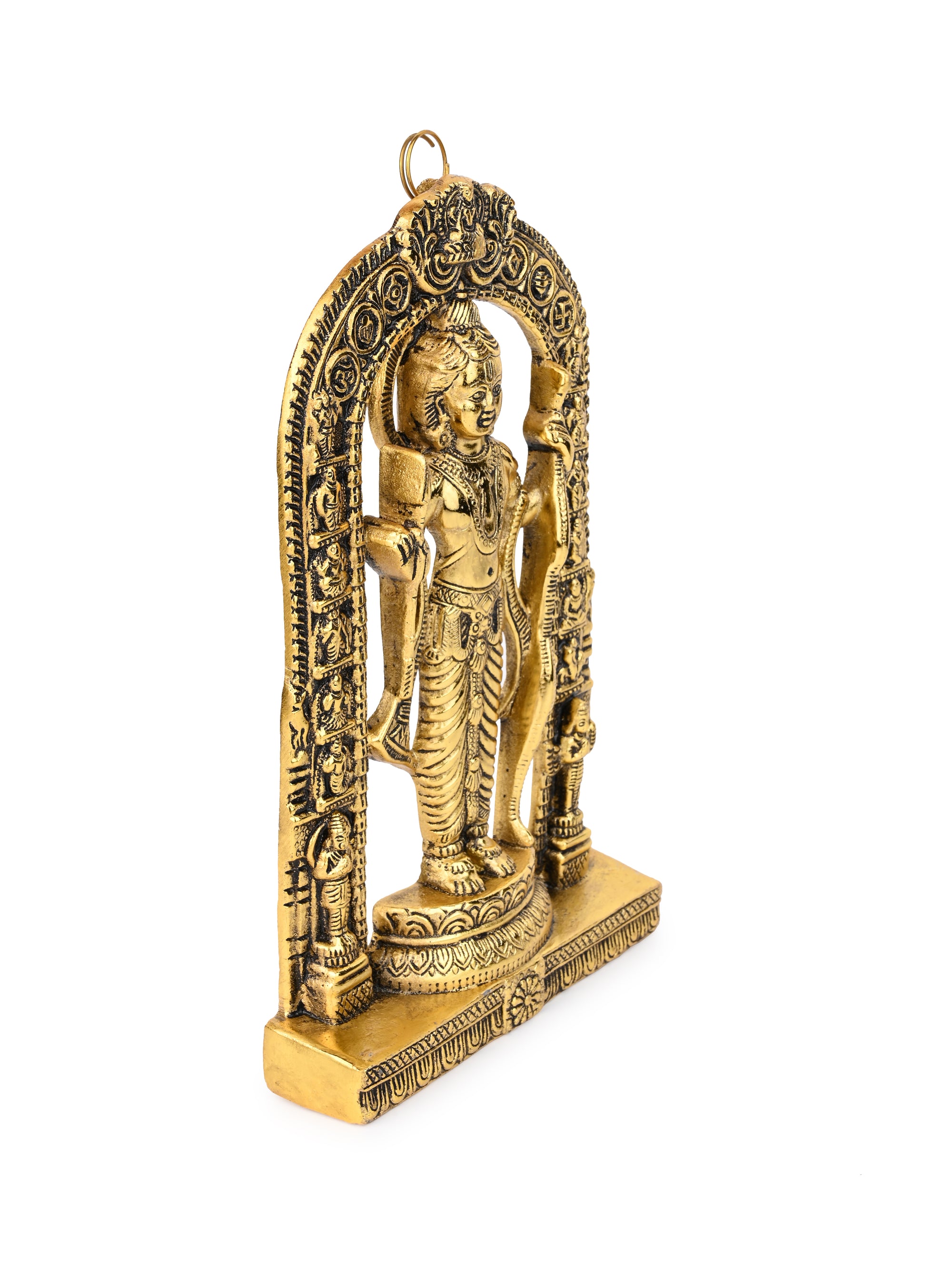 Metal Crafted Ayodhya Ram Lalla statue for table and wall decor  - Gold - 11 inches