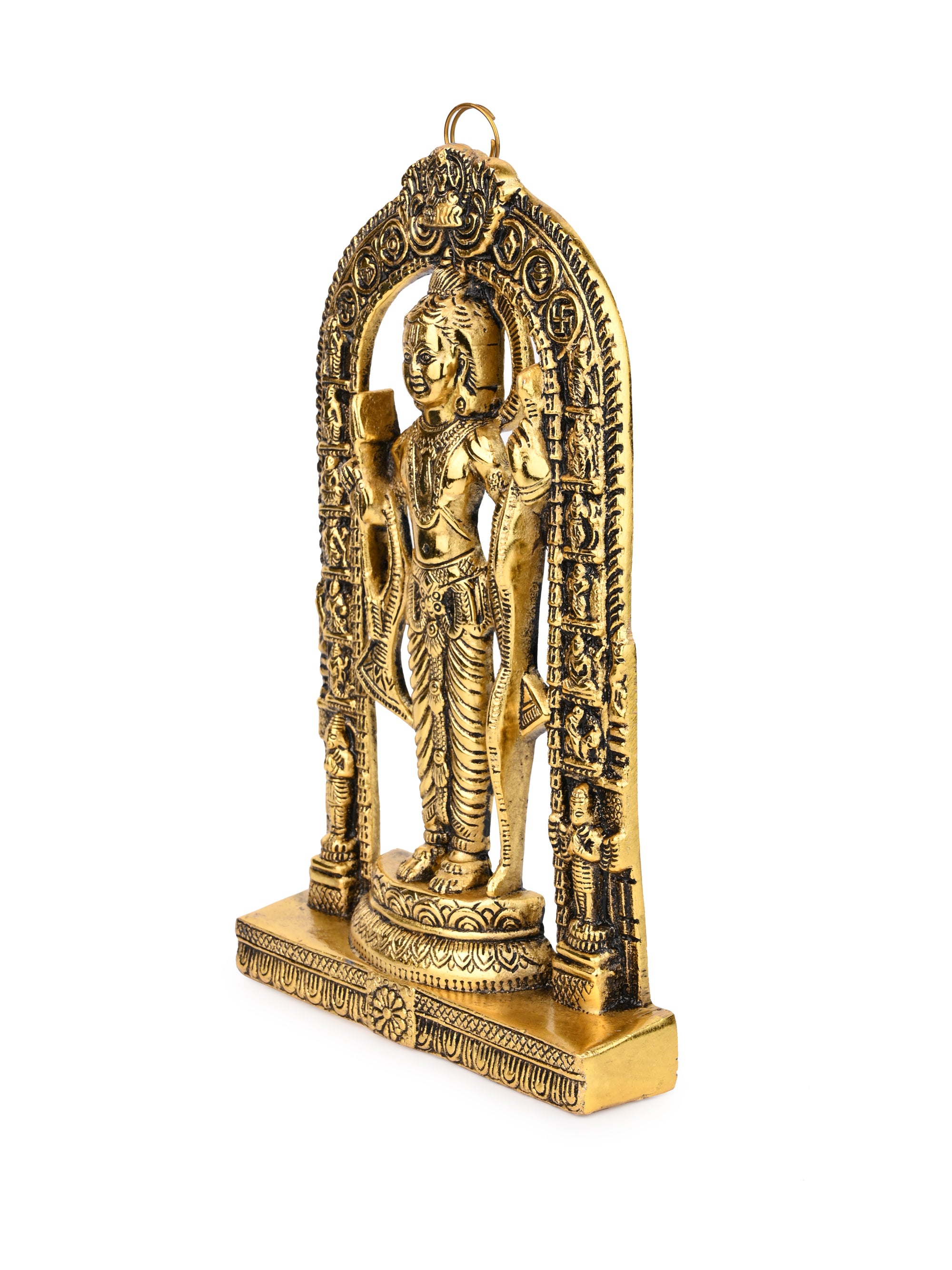 Metal Crafted Ayodhya Ram Lalla statue for table and wall decor  - Gold - 11 inches