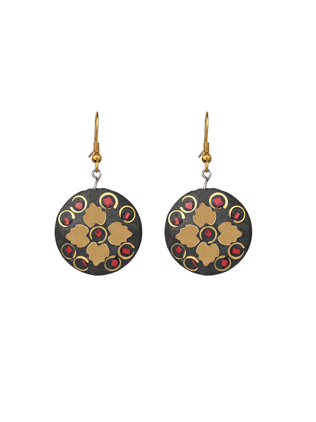 MAURYANA - Colorful beaded necklace with metal pendant and earrings - one size