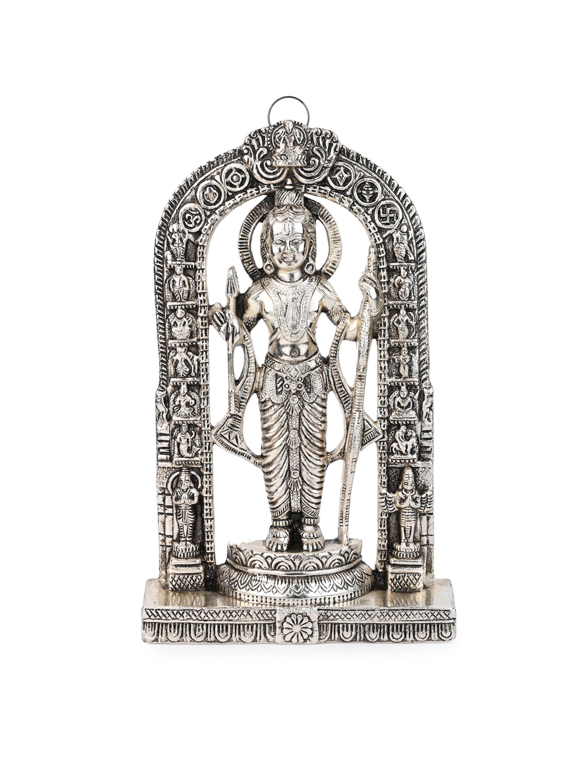 Metal Crafted Ayodhya Ram Lalla statue for table and wall decor  - Silver - 11 inches