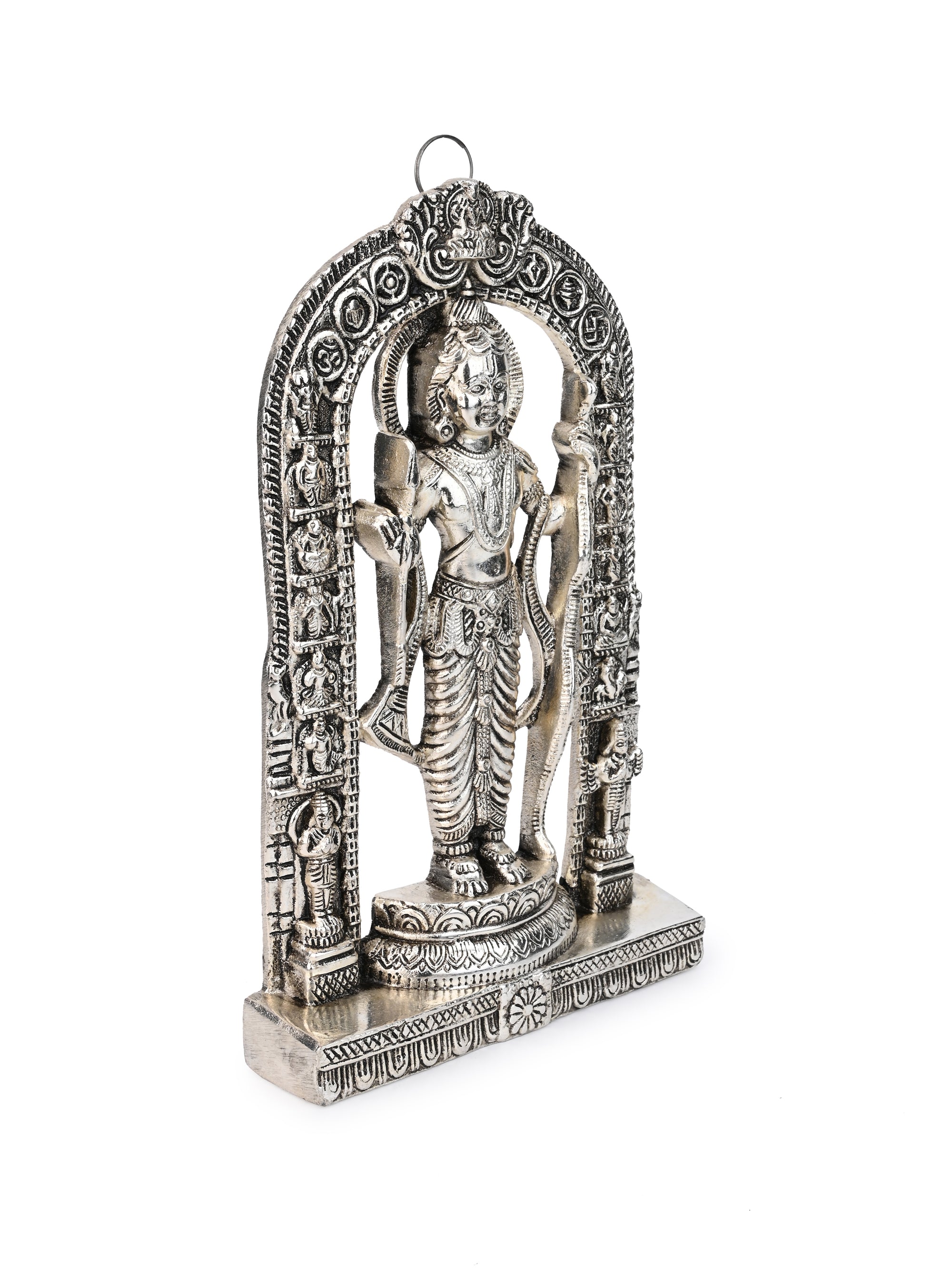 Metal Crafted Ayodhya Ram Lalla statue for table and wall decor  - Silver - 11 inches