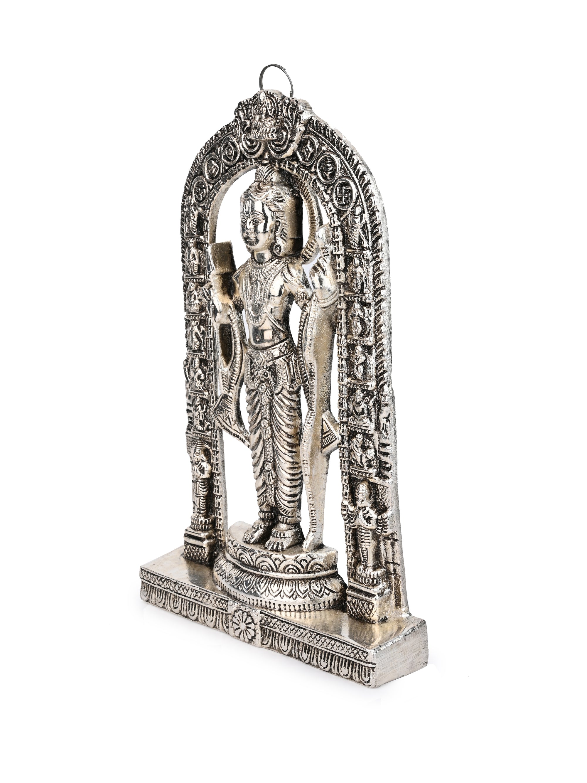 Metal Crafted Ayodhya Ram Lalla statue for table and wall decor  - Silver - 11 inches