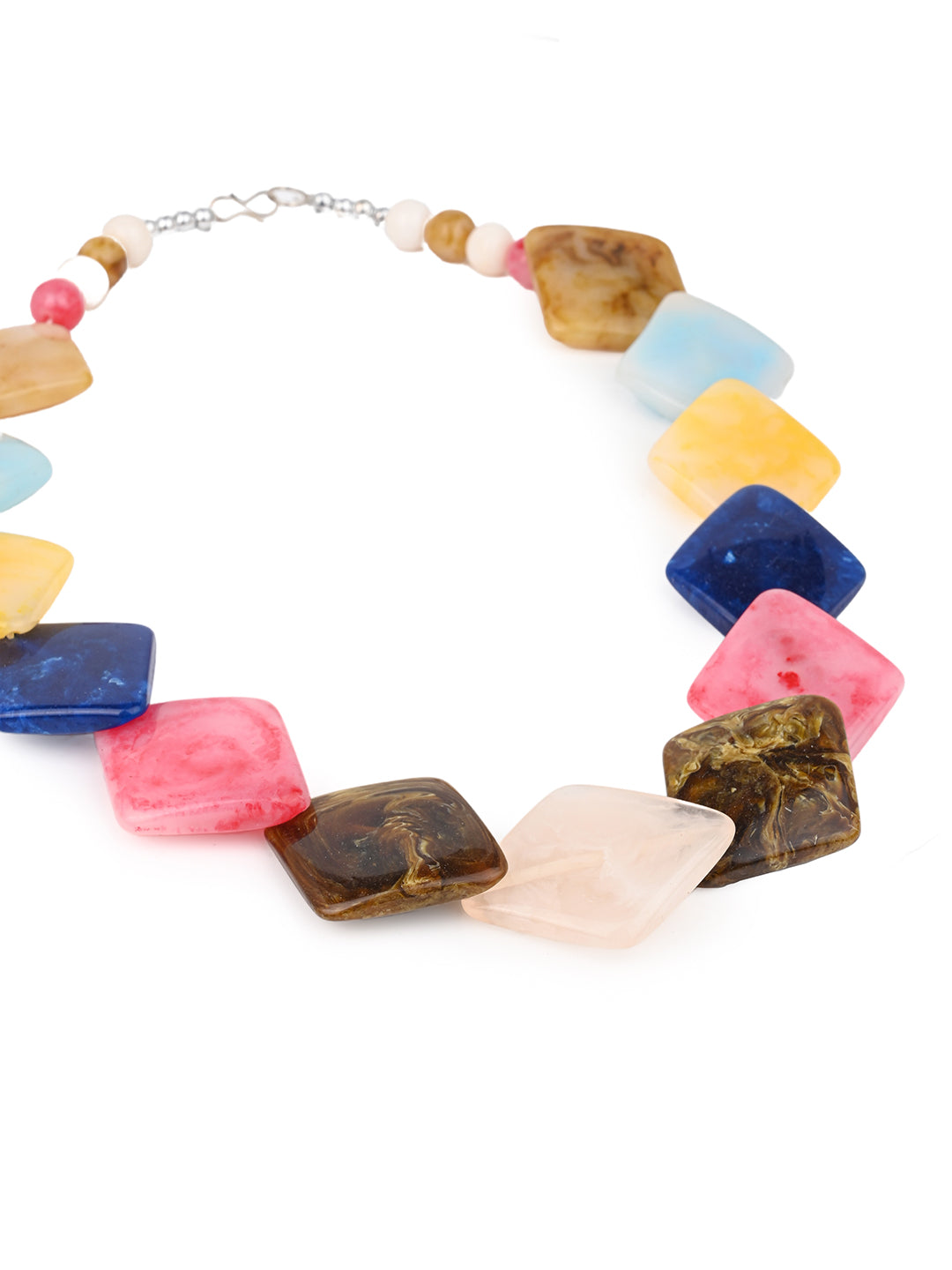 MAURYANA - Multicolor flat beads necklace set with earrings - one size