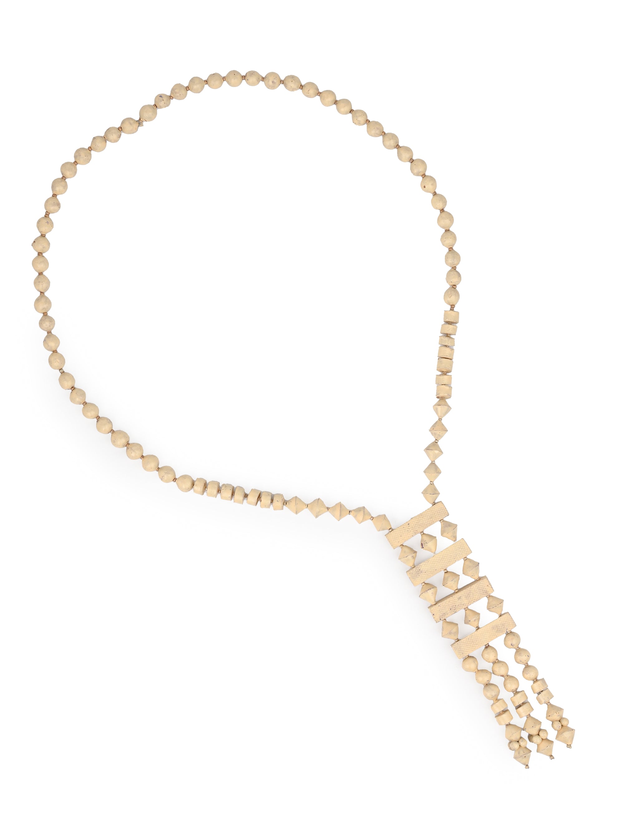 MAURYANA - Terracotta off white beaded necklace set with earrings