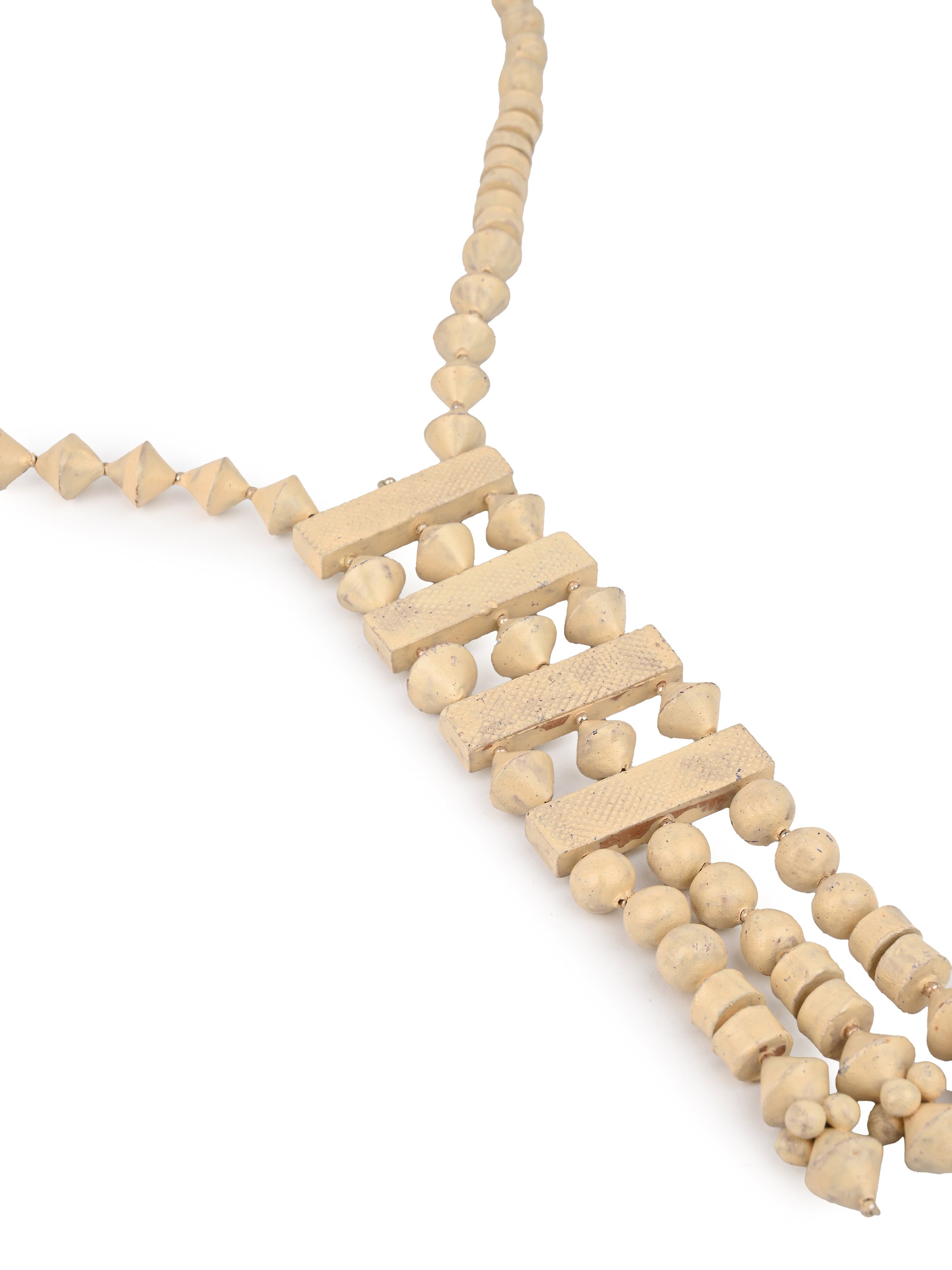 MAURYANA - Terracotta off white beaded necklace set with earrings
