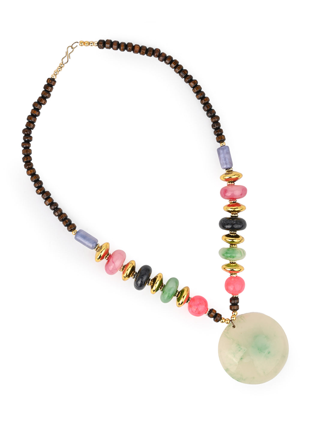 MAURYANA - Multicolor beaded necklace with blue pendant - one size