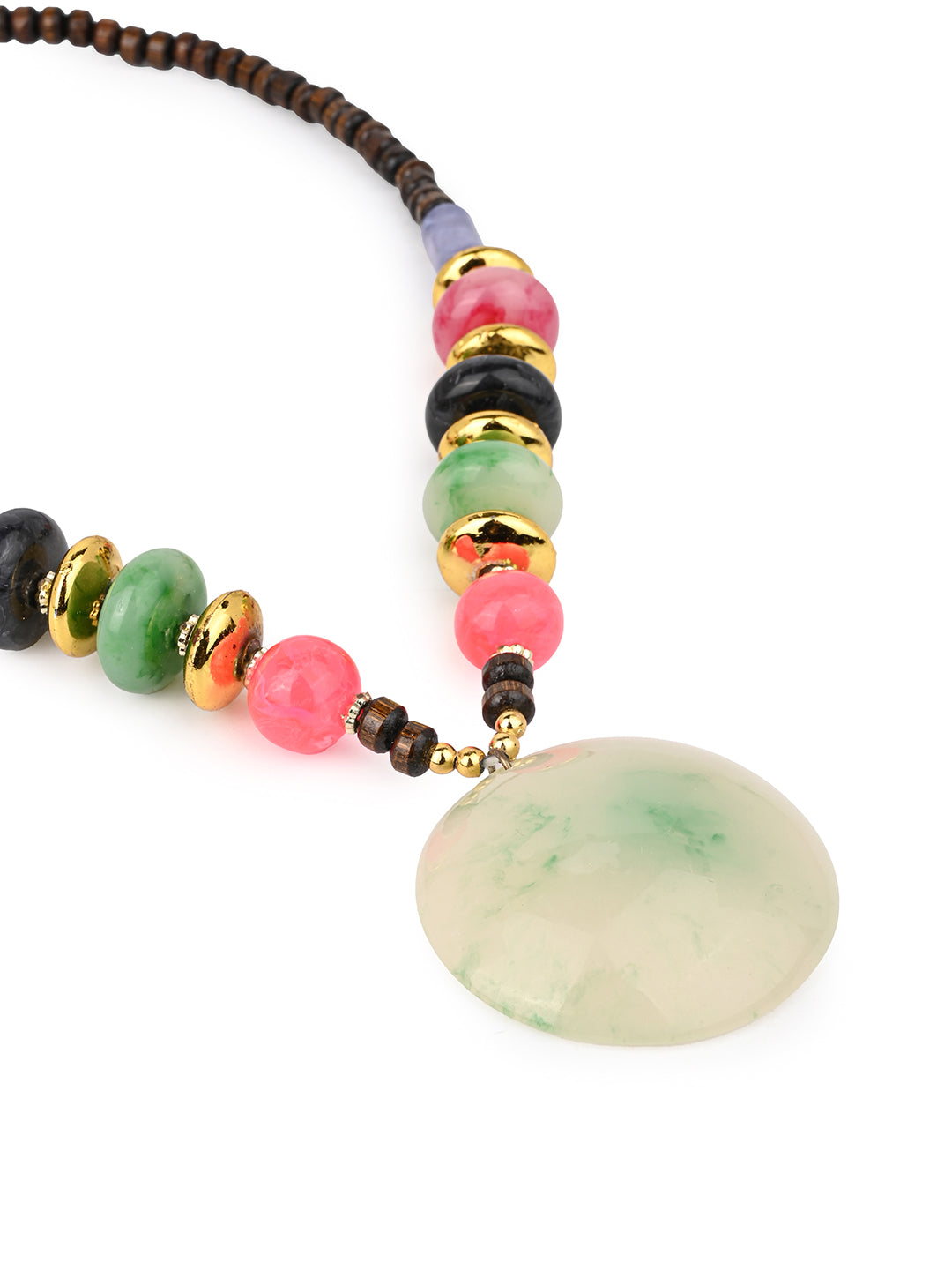MAURYANA - Multicolor beaded necklace with blue pendant - one size