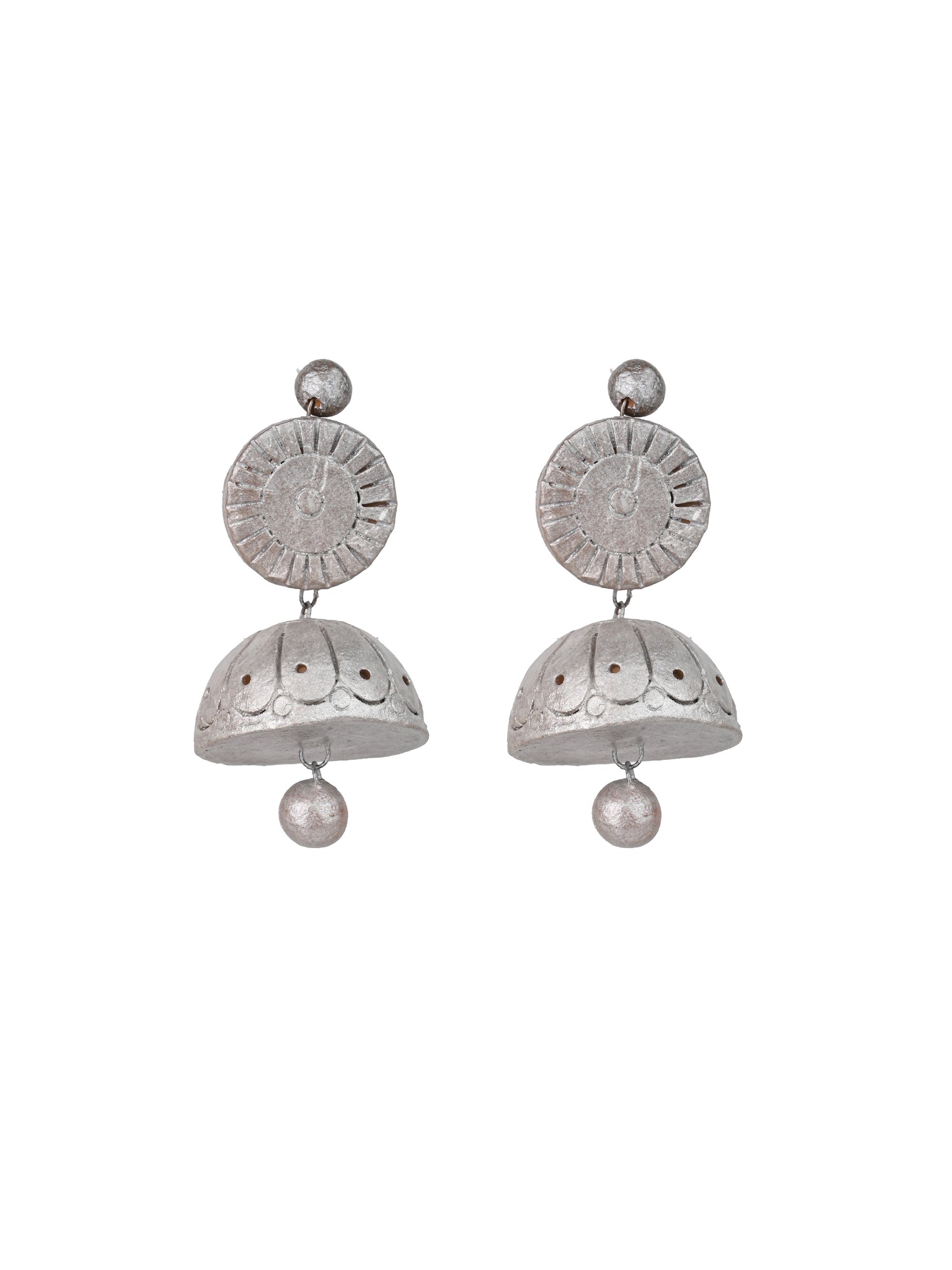 MAURYANA - Terracotta double pendant necklace set with earrings in gold and silver color options - adjustable length