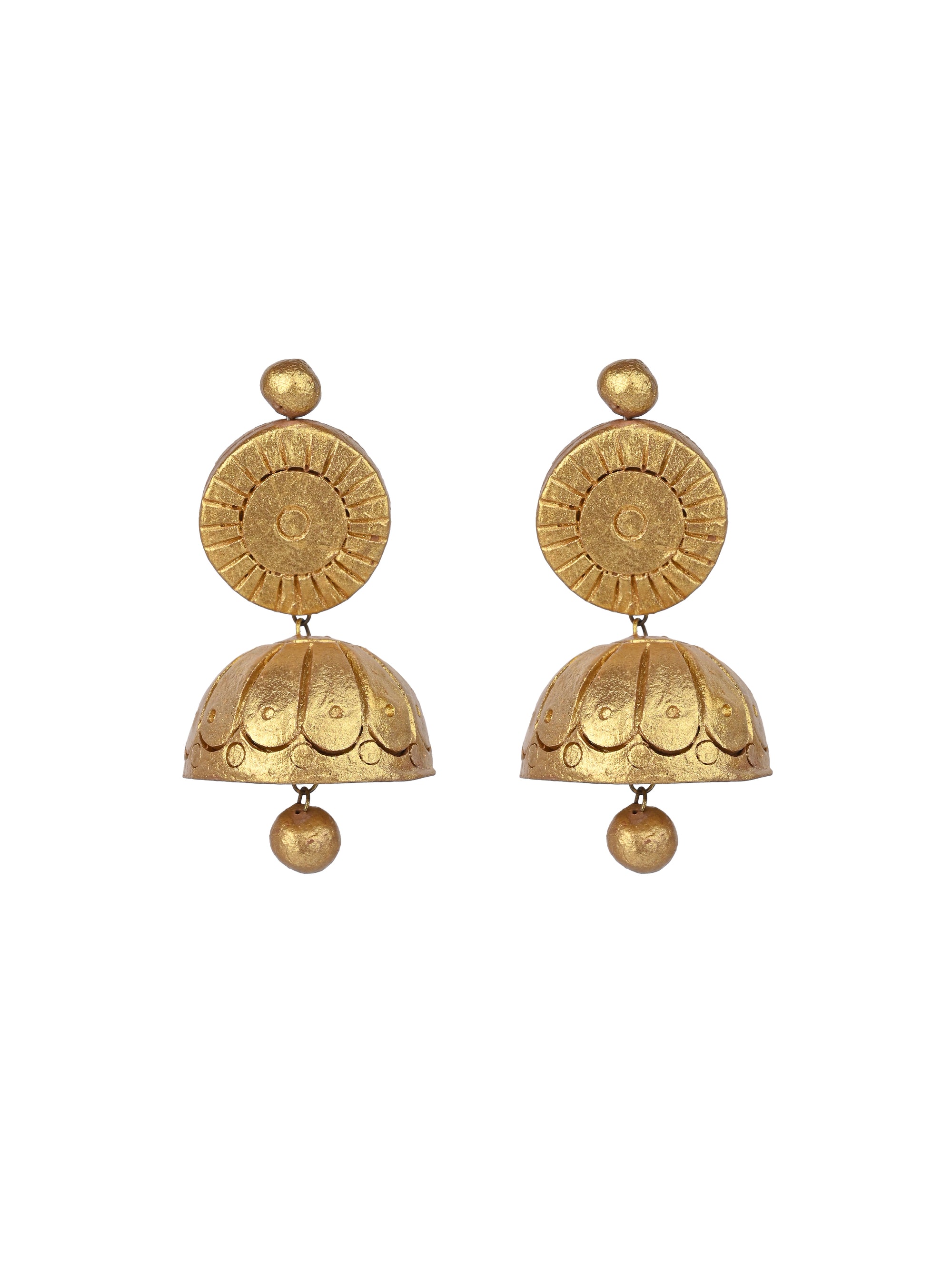 MAURYANA - Terracotta double pendant necklace set with earrings in gold and silver color options - adjustable length