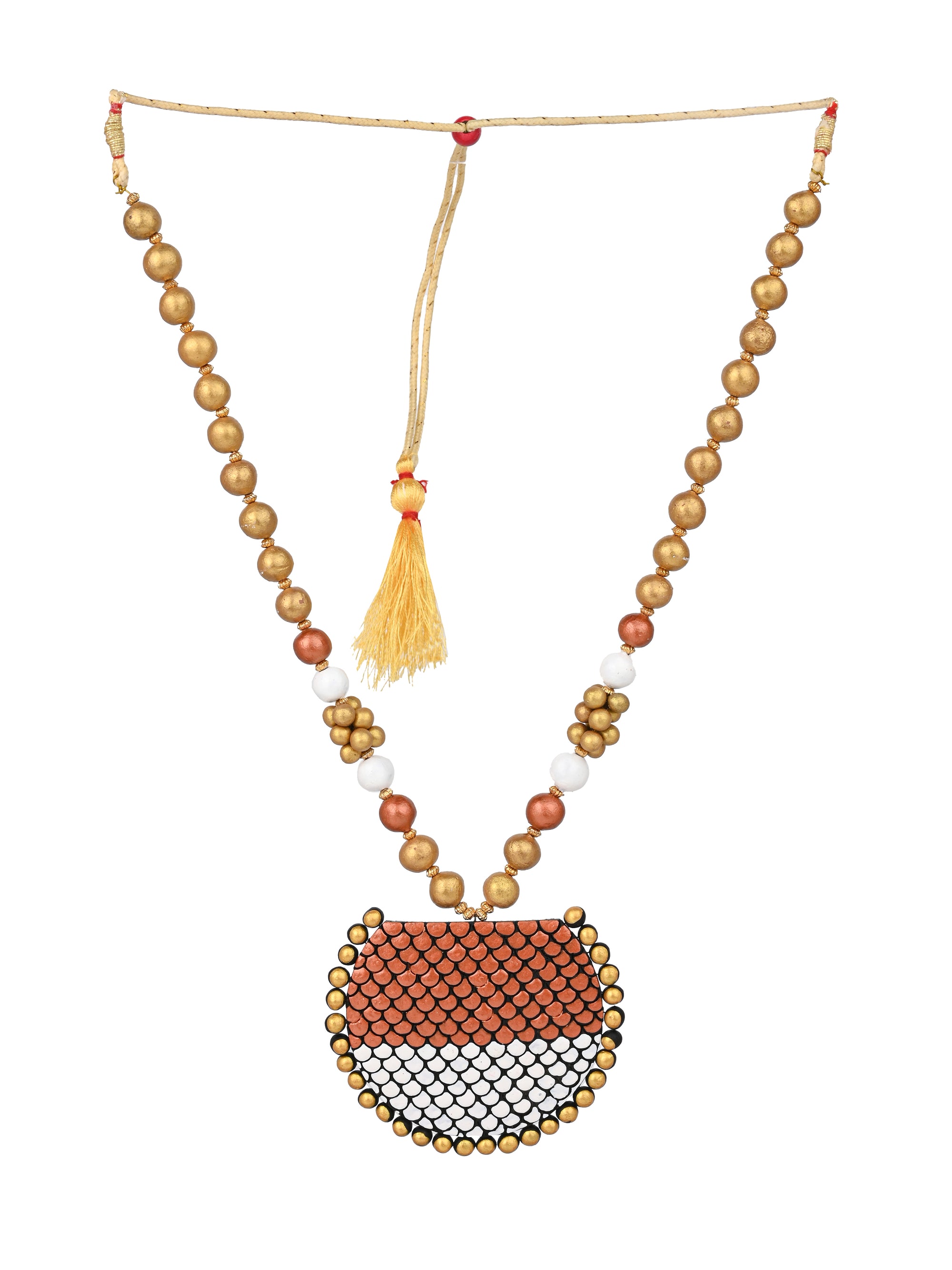 MAURYANA - Terracotta dual tone necklace set with earrings in assorted colors - adjustable length